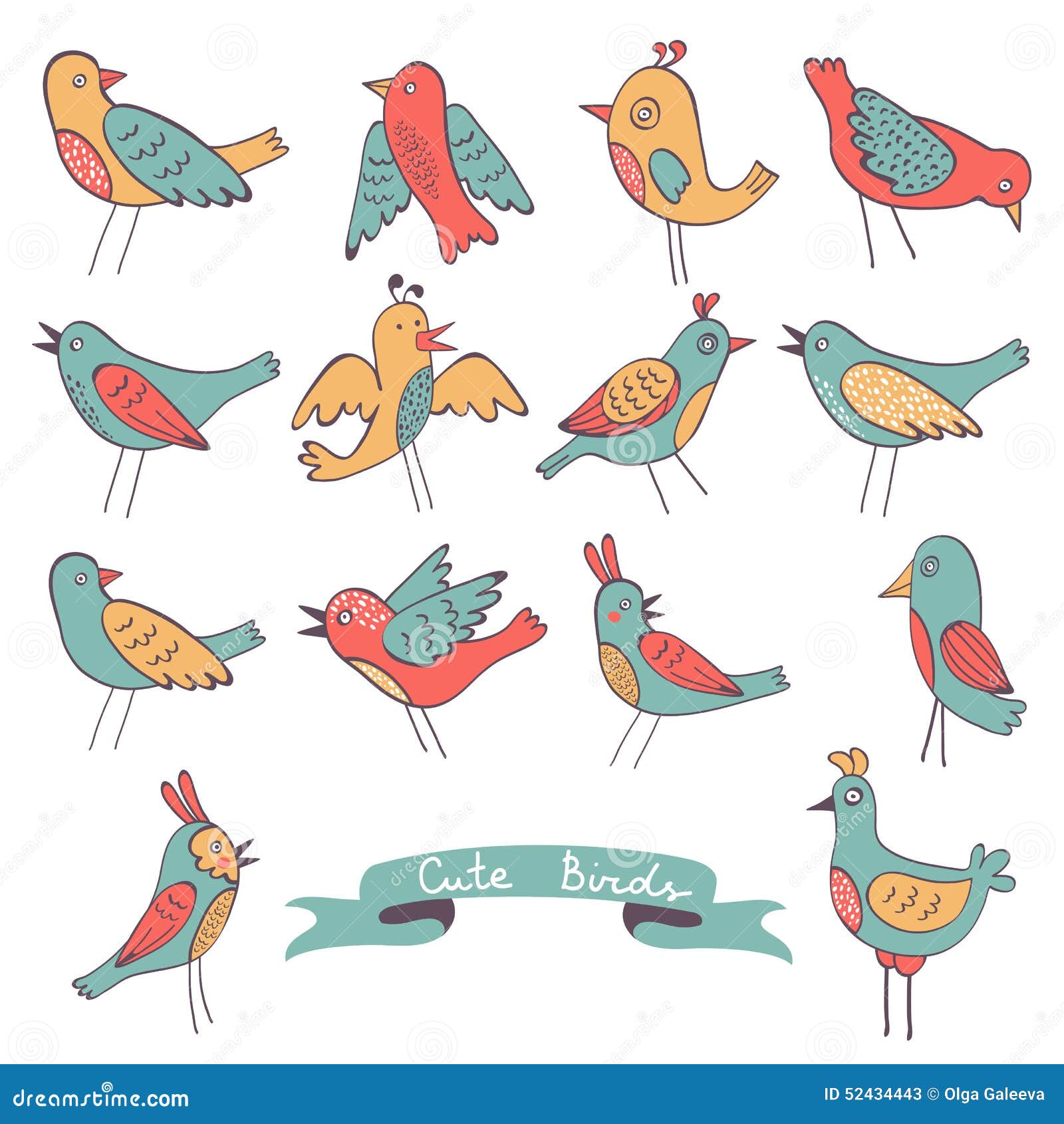 Cute Colorful Birds Collection Stock Vector - Illustration of icon ...