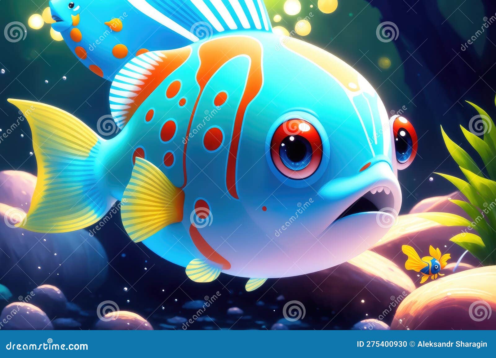 Cute Colorful Magic Fish, Cartoon Style Painting. Generative Ai Art  Illustration Stock Illustration - Illustration of black, japanese: 275400930