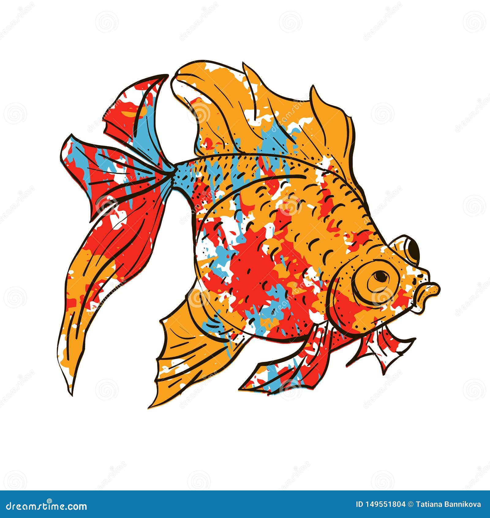 Download Cute Colorful Vector Hand Drawn Illustration Of Goldfish ...