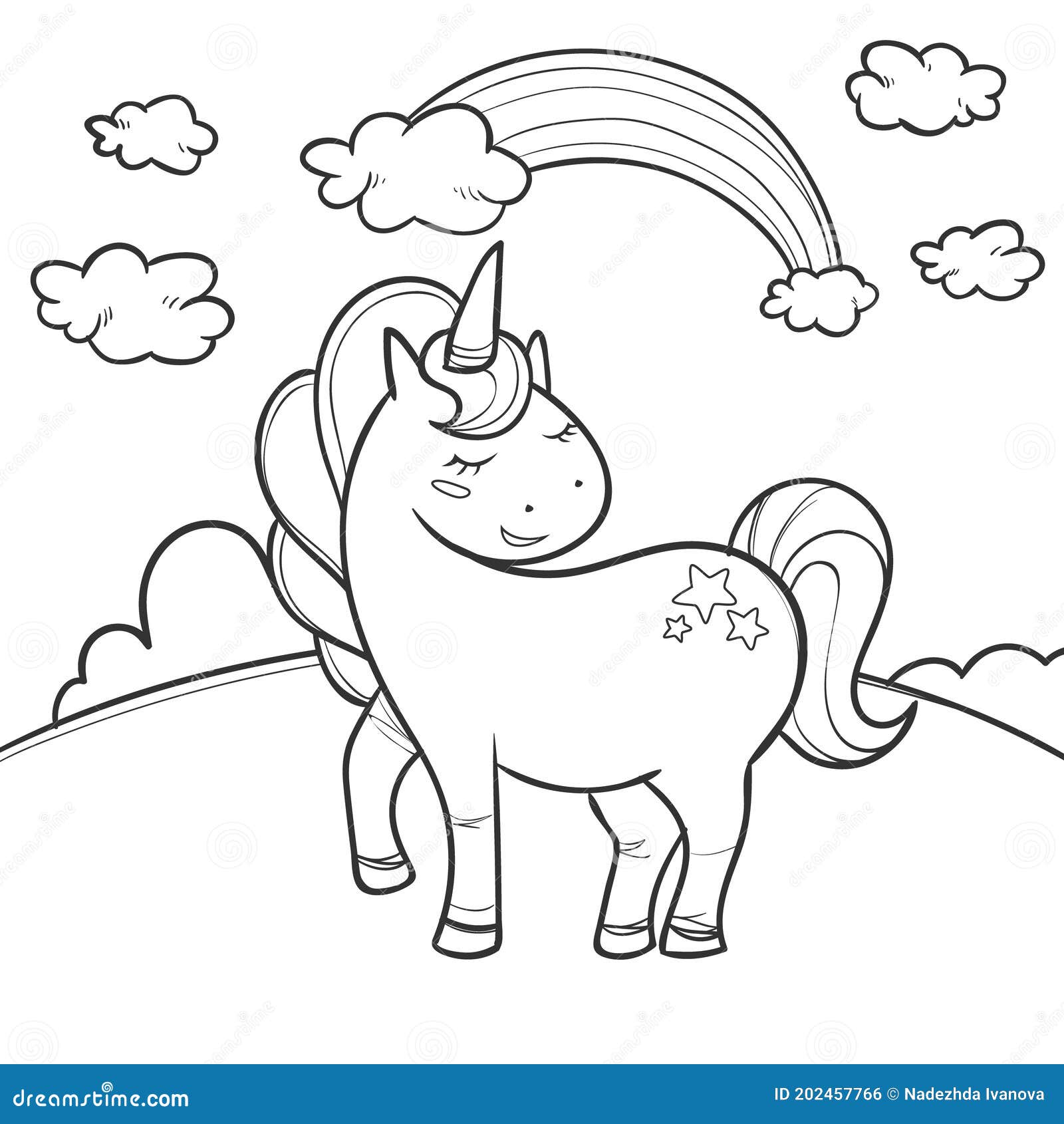 Cute Coloring for Kids with Unicorn Vector Illustration Stock ...