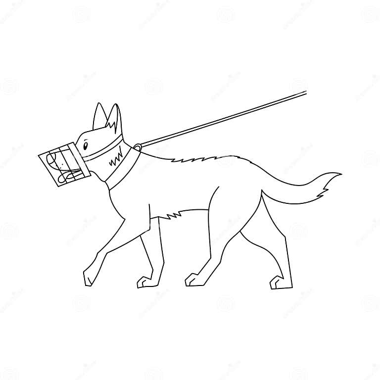 Cute Coloring Page for Kids with Cartoon Bad Dog. Cartoon Vector