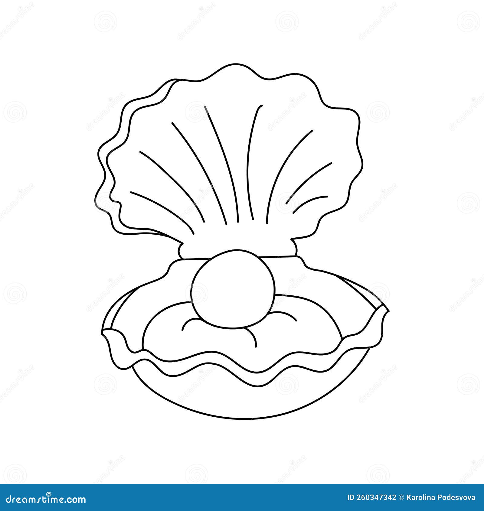 Cute Coloring Page for Kids with Seashell. Cartoon Vector Illustration ...