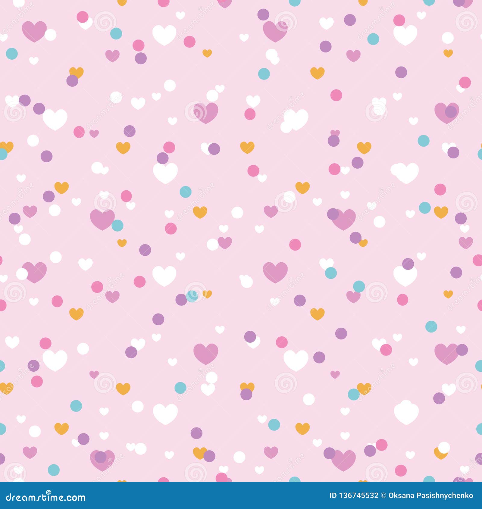 Cute Confetti Hearts Seamless Repeat Pattern Stock Vector