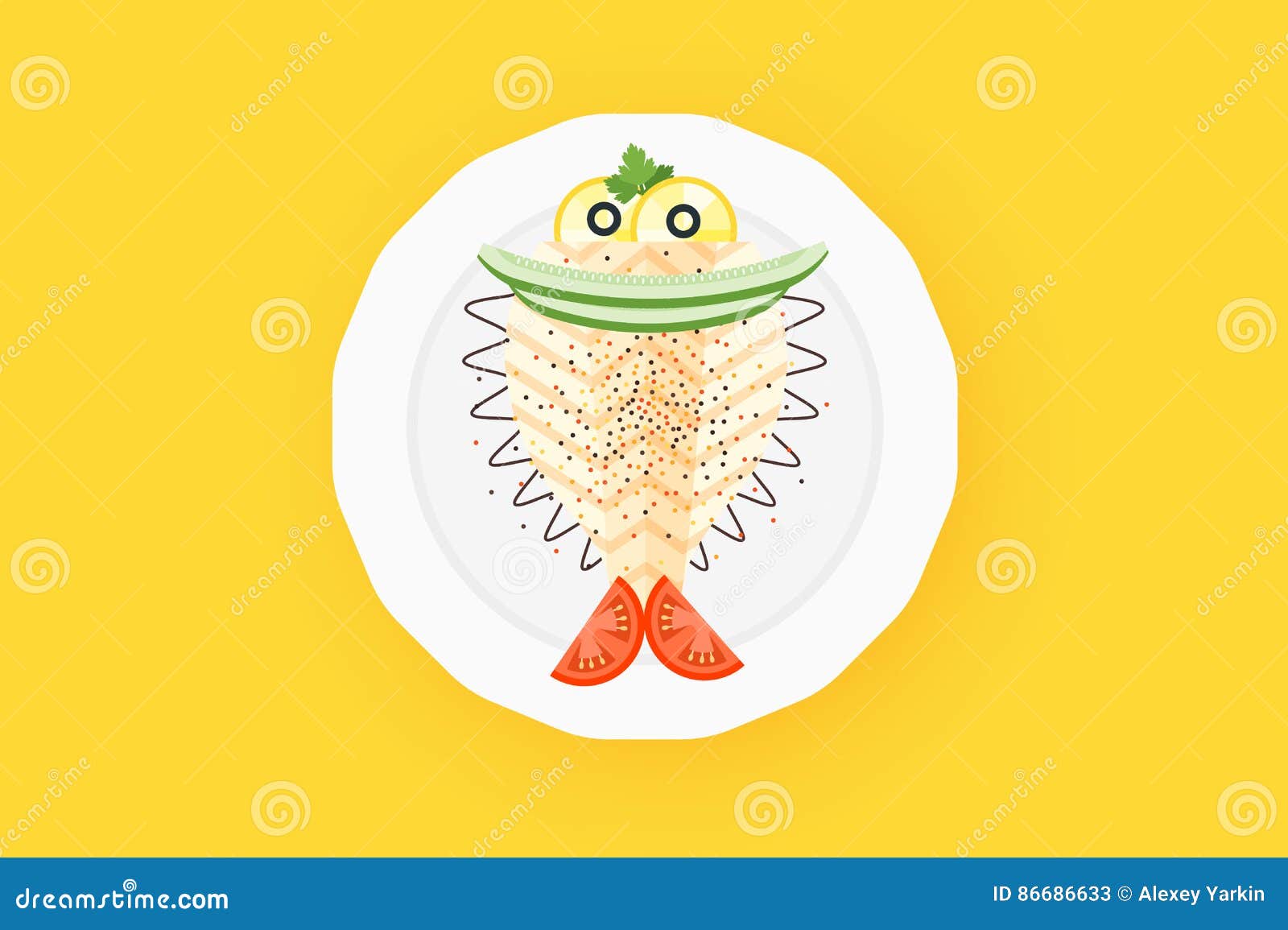 Halibut Vector Illustration, Cartoon Style 65160744