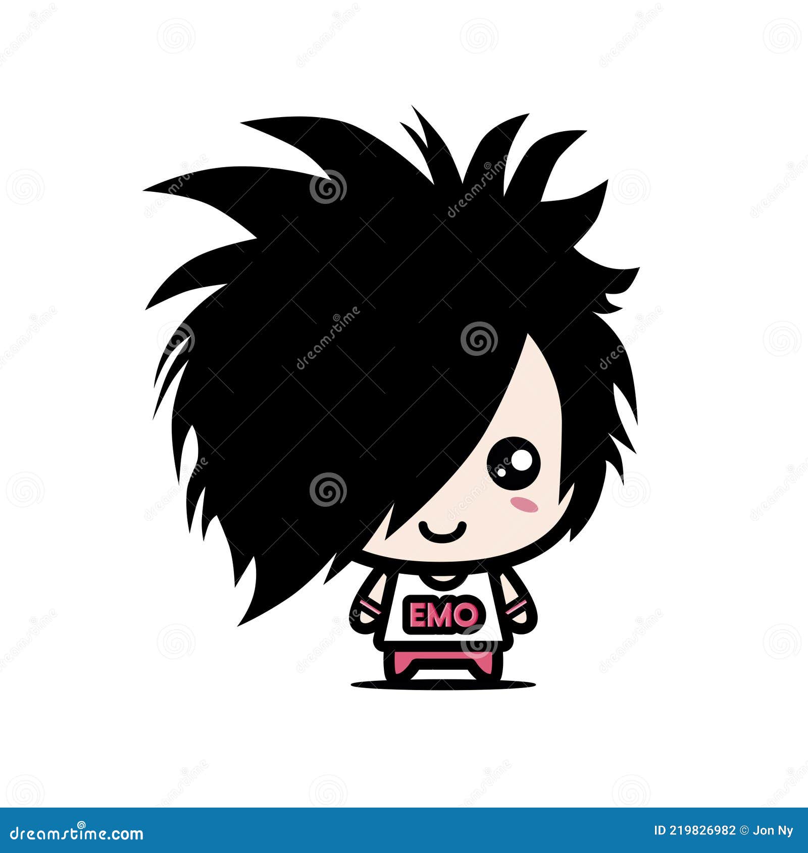 Cute and Cool Cartoon Boy Character with Emo Style Stock Vector
