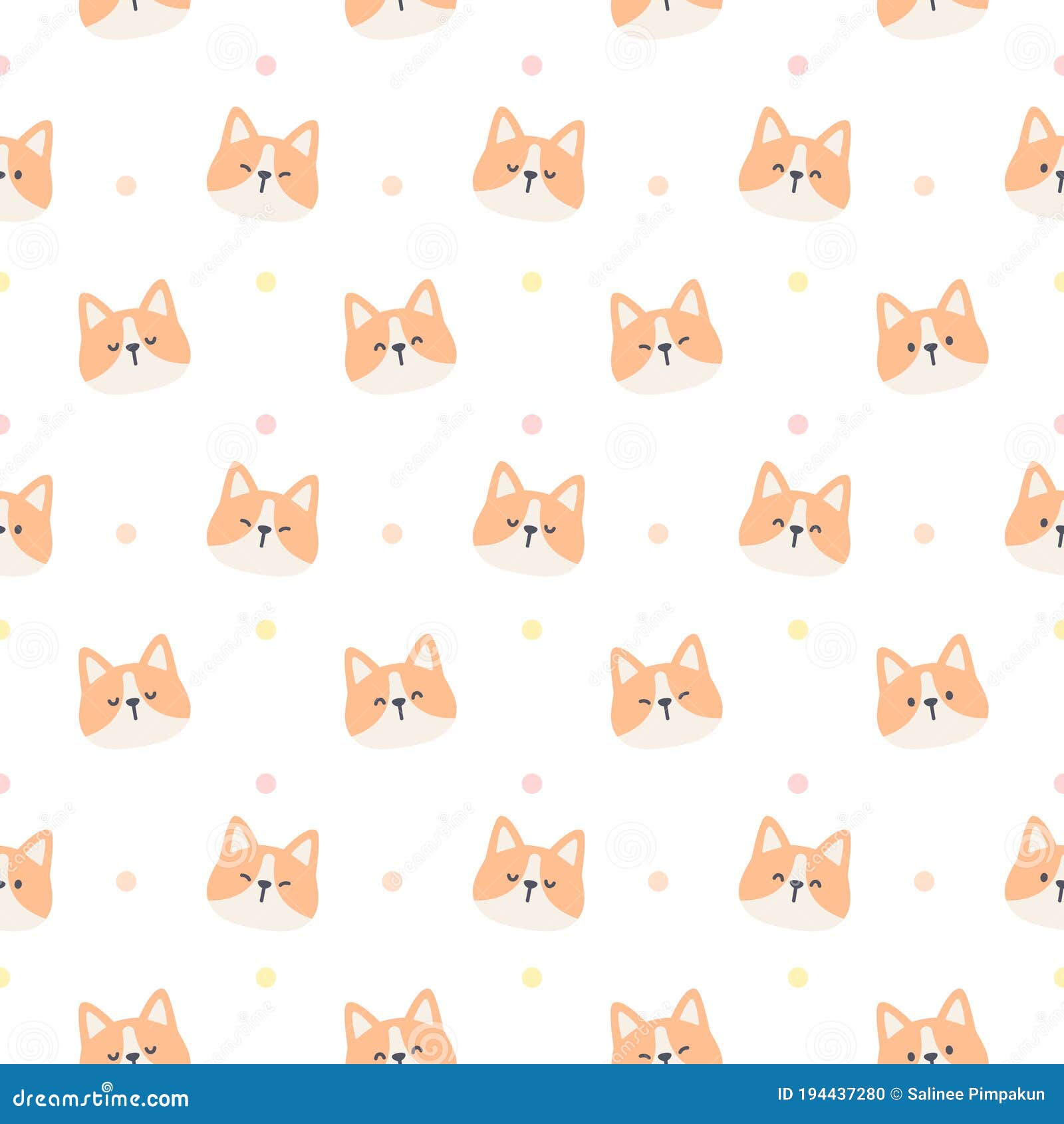 Cute Corgi Dog Seamless Pattern Background Stock Vector - Illustration of  natural, color: 194437280