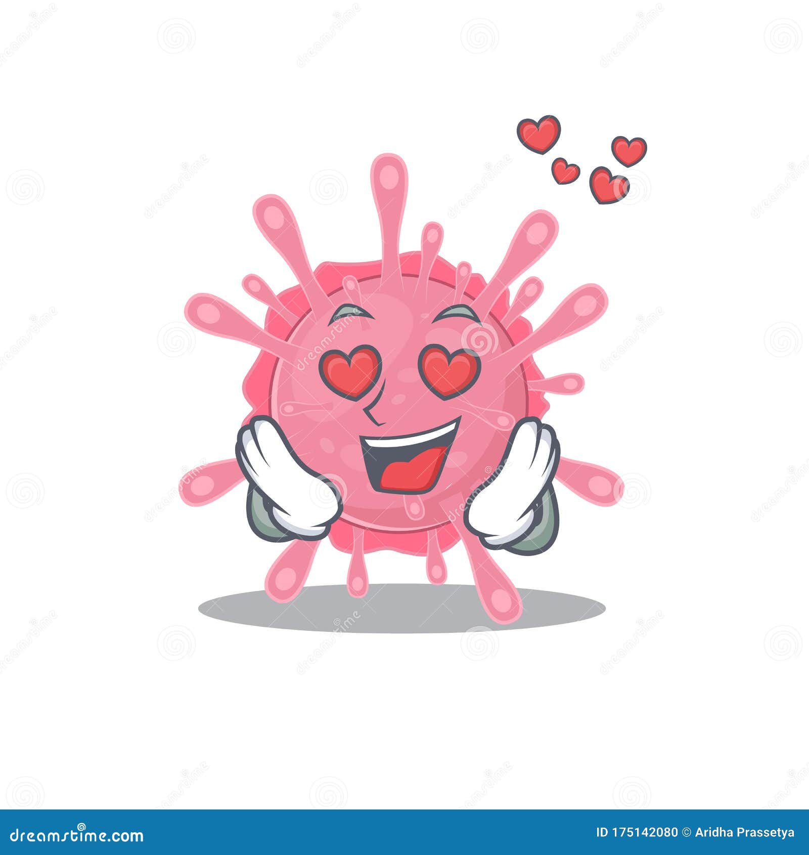Cute Corona Virus Germ Cartoon Character Showing a Falling in Love Face ...