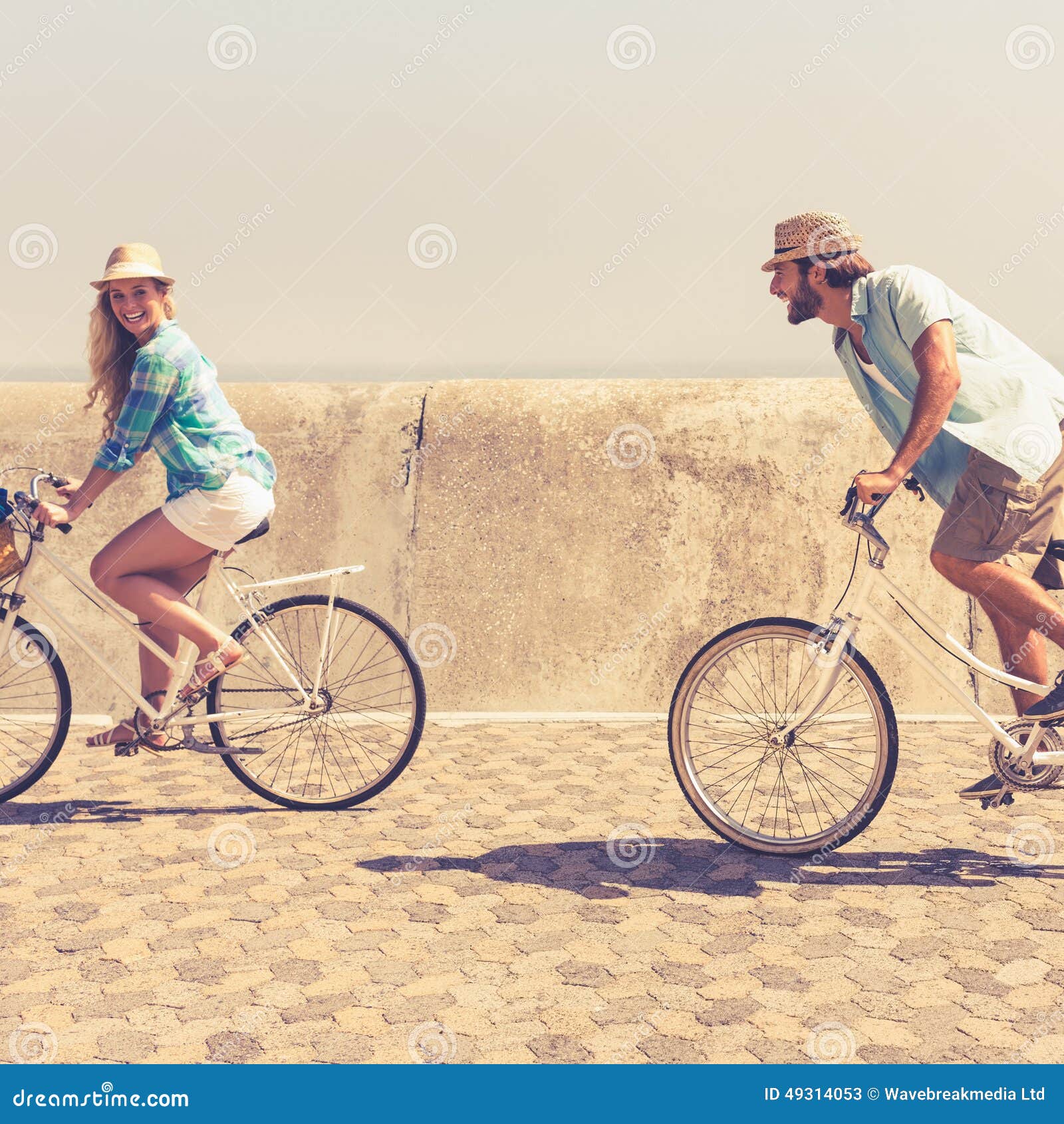  Cute  couple  on a bike  ride stock image Image of activity 