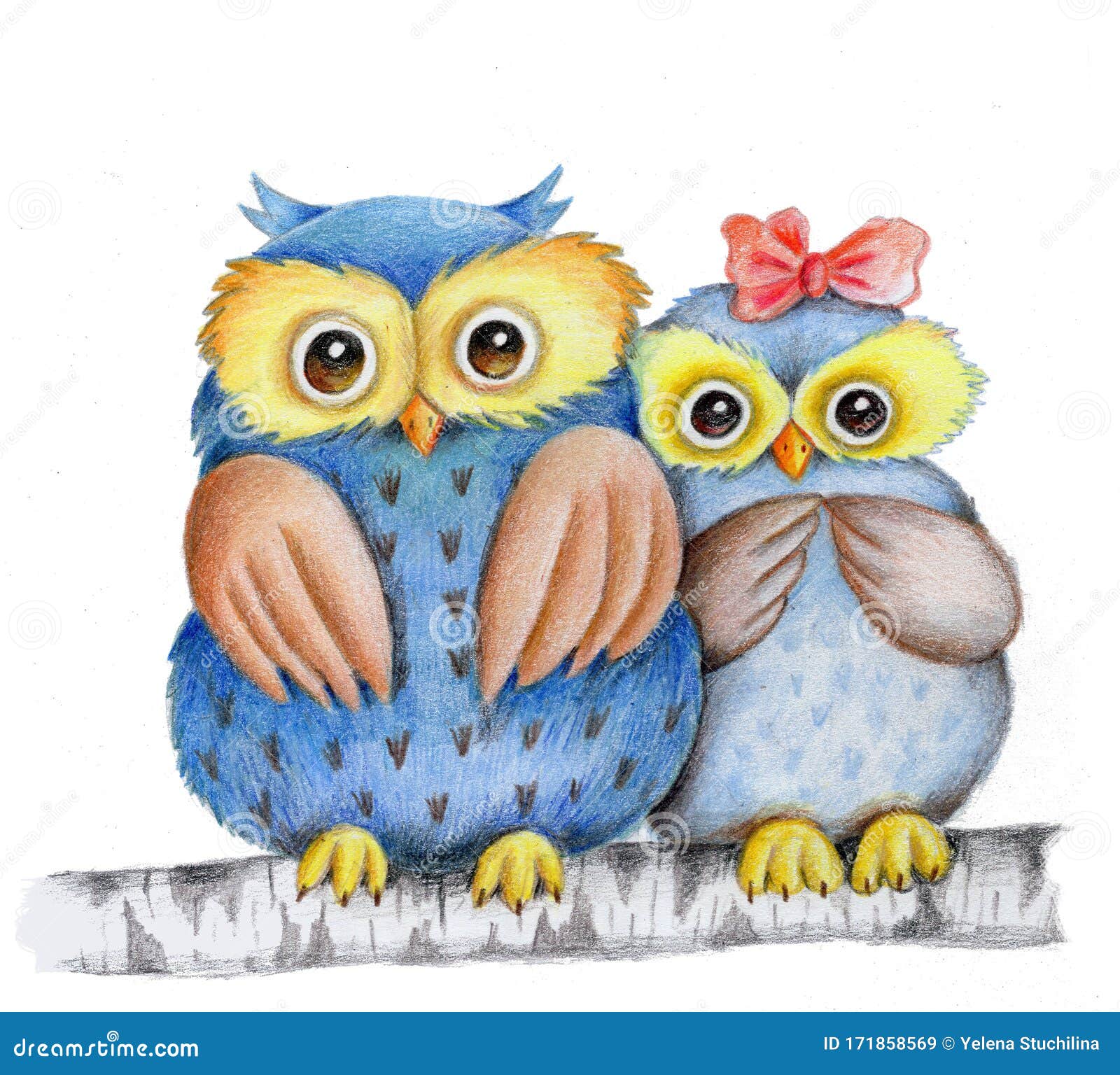 Cute Couple of Cartoon Owls. Stock Illustration - Illustration of forest,  hand: 171858569