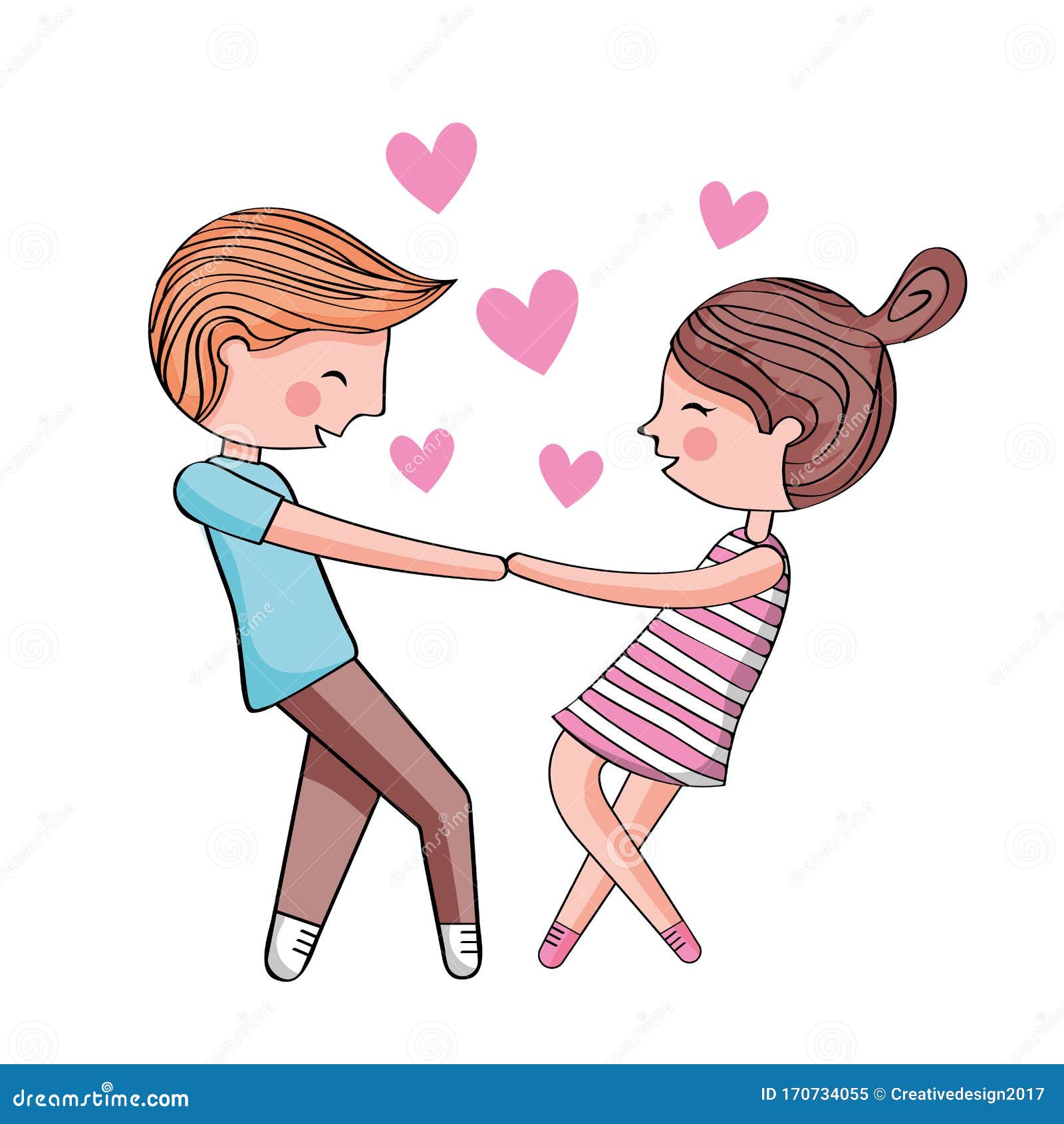 Cute Couple Cartoon. Vector Design Stock Vector - Illustration of girl ...