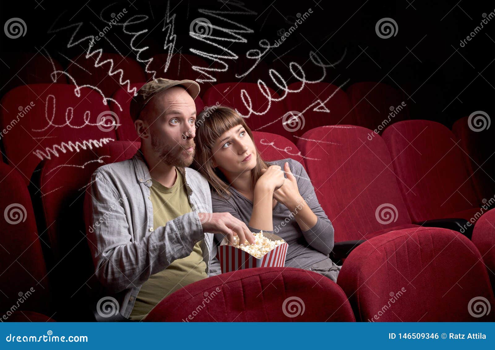  Cute  Couple  In Cinema Watching Movie  Stock Photo Image 