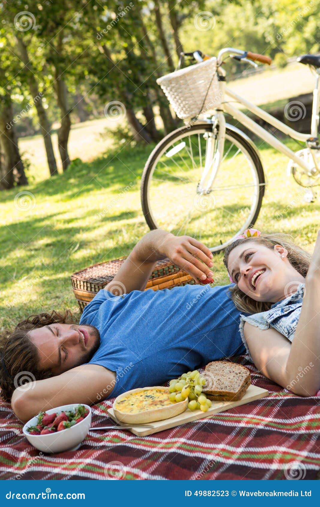 Cute Couple Having a Picnic Stock Image Image of happy, bread 49882523