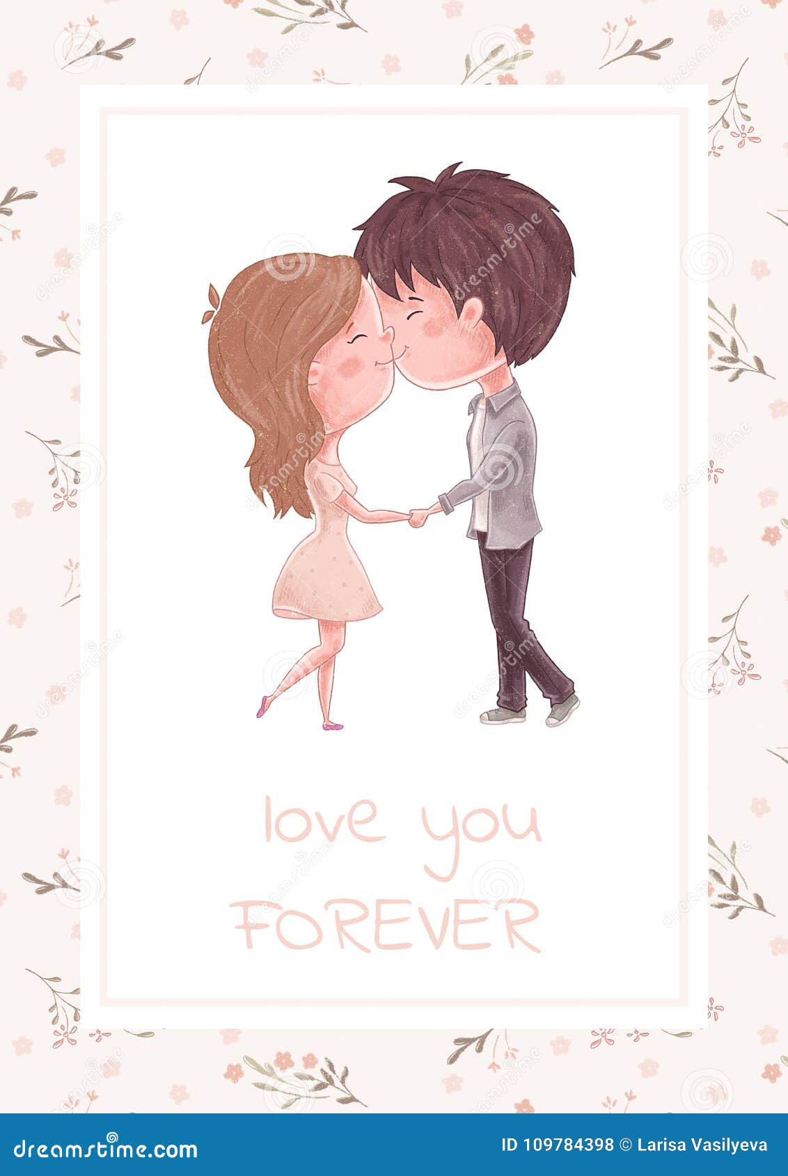 Cute couple kiss stock illustration. Illustration of lovely ...