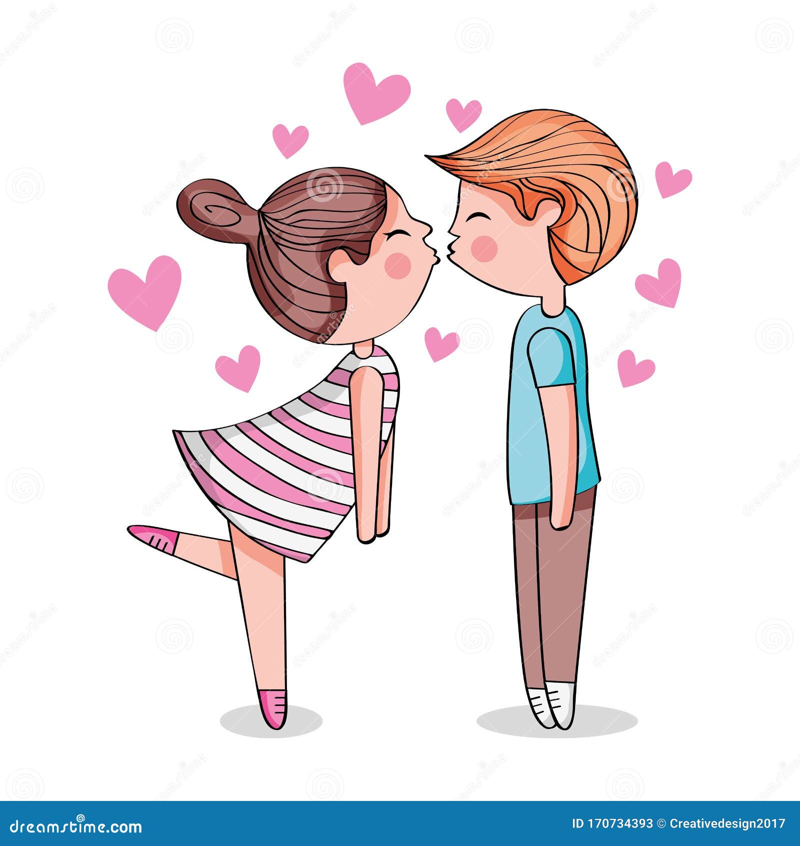 Cute Couple Kissing Cartoon. Vector Stock Vector - Illustration of  boyfriend, romantic: 170734393
