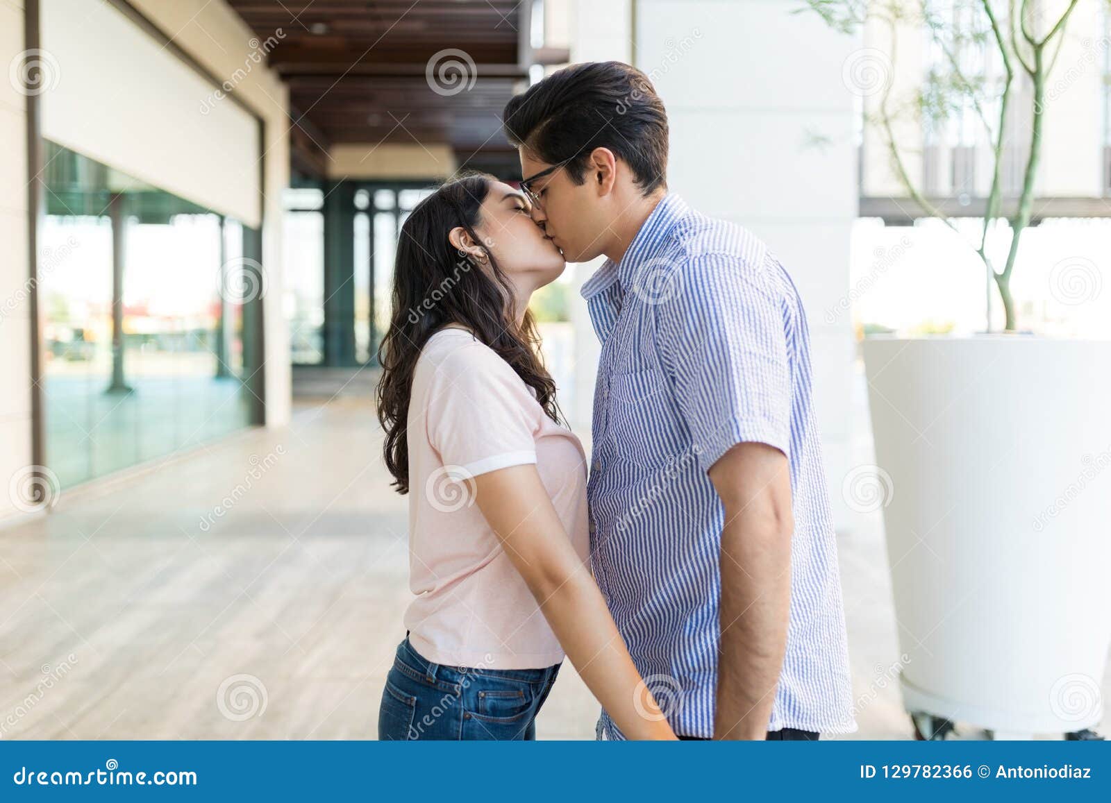 Cute Couple Kissing Each Other on Weekend Stock Photo - Image of ...