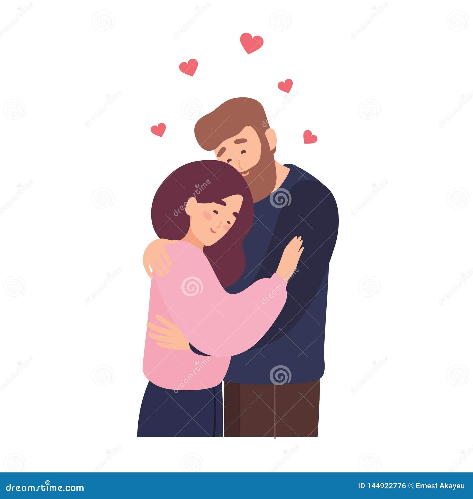 Cute Couple in Love. Adorable Young Man and Woman Hugging or Cuddling Stock  Vector - Illustration of affection, male: 144922776
