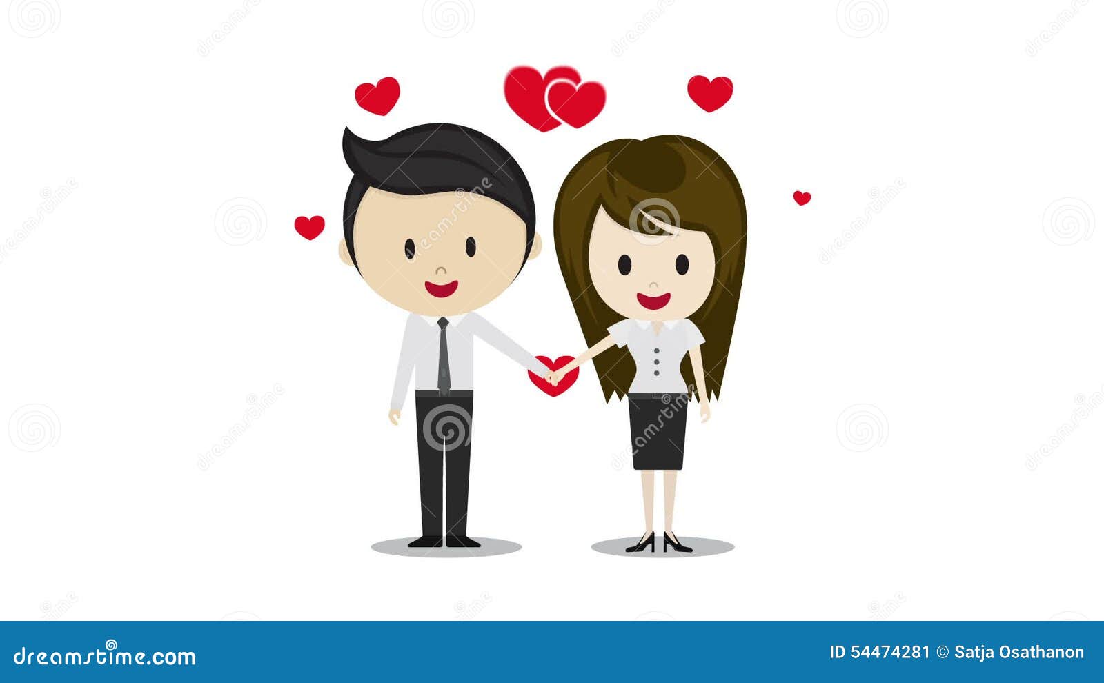 Cute Couple in Love Holding Hands, Cartoon Characters Stock Video ...