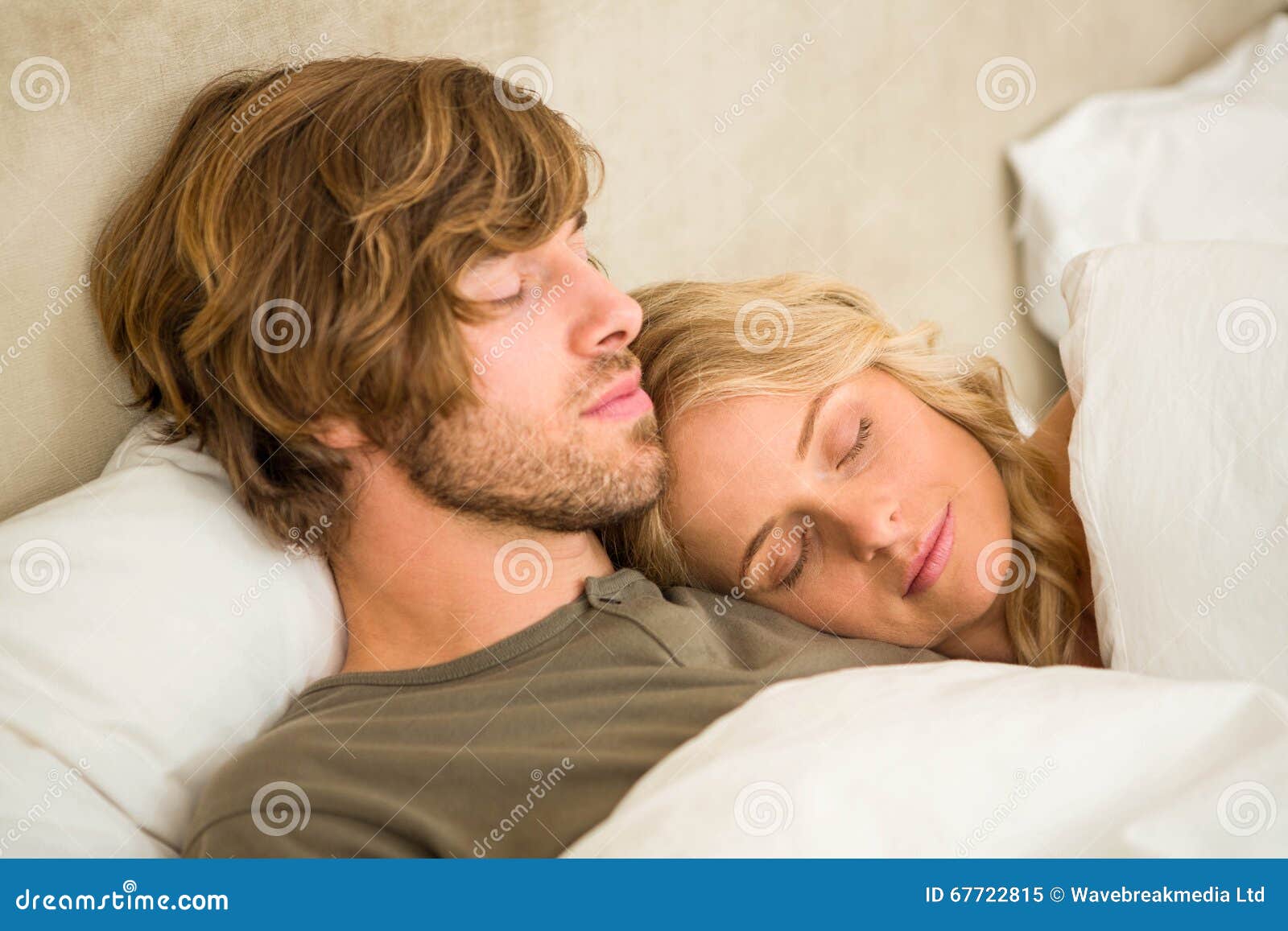 Cute Couple Sleeping on Their Bed Stock Image - Image of love ...