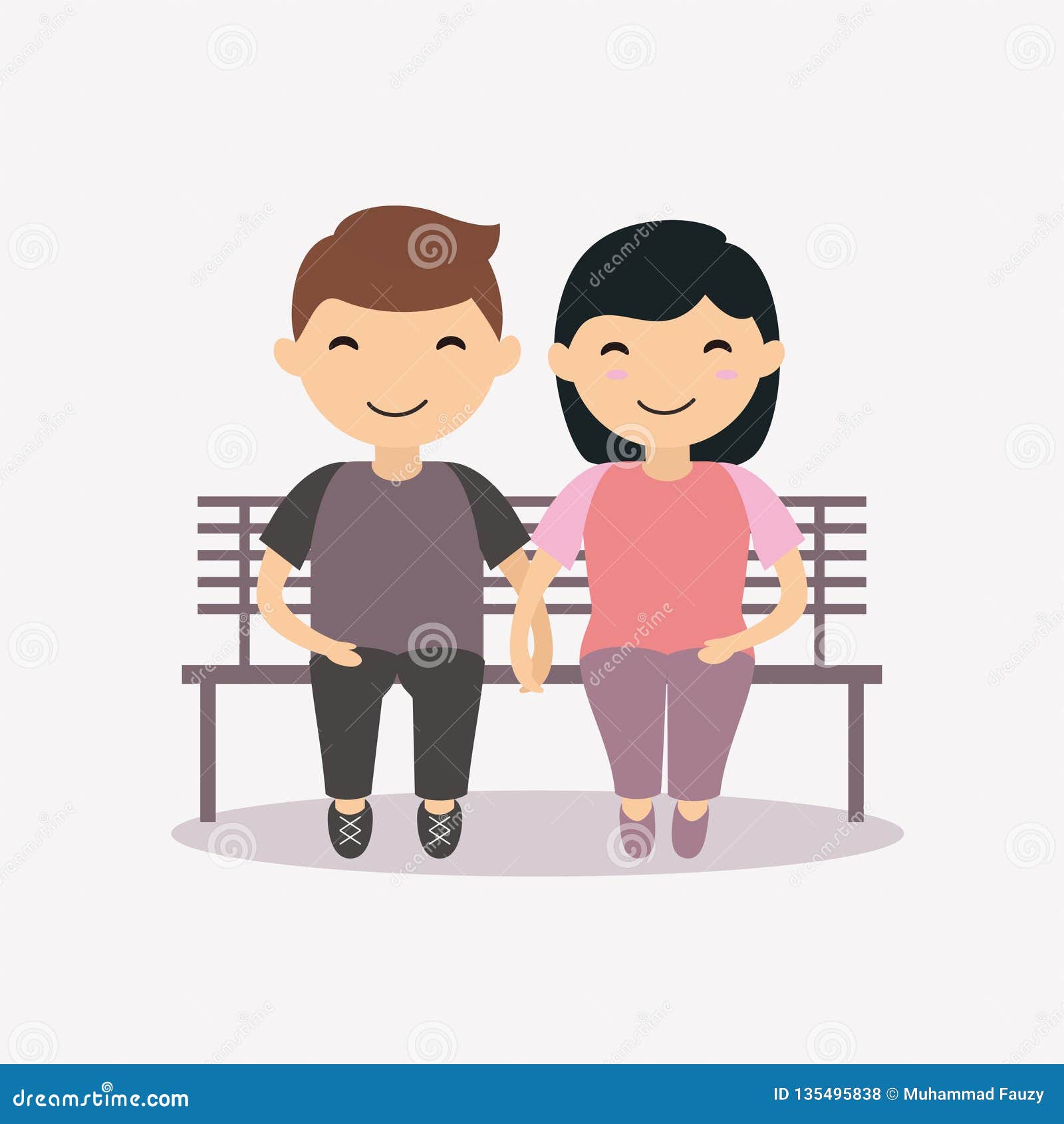 Couple Sitting on Bench Vector Illustration Stock Vector - Illustration of  cartoon, character: 135495838
