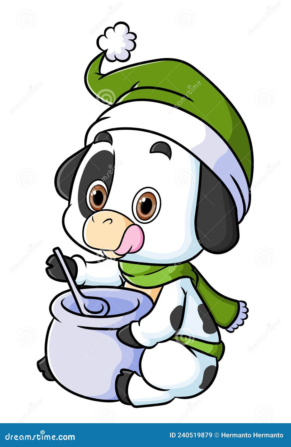 The Cute Cow is Mixing the Milk in the Jug Stock Vector Illustration