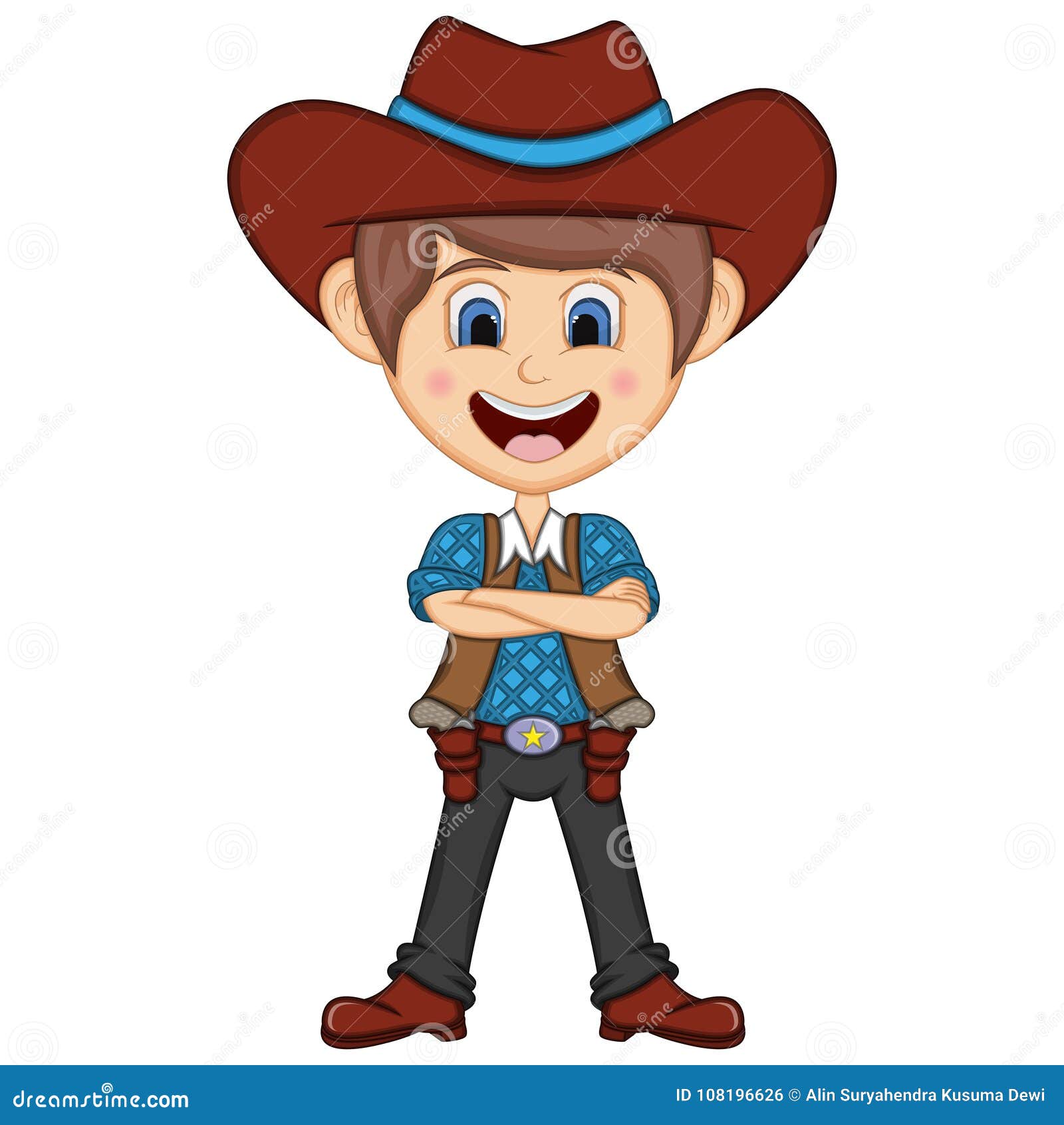 Cute Cowboy Cartoon with Costume Stock Vector - Illustration of funny,  character: 108196626