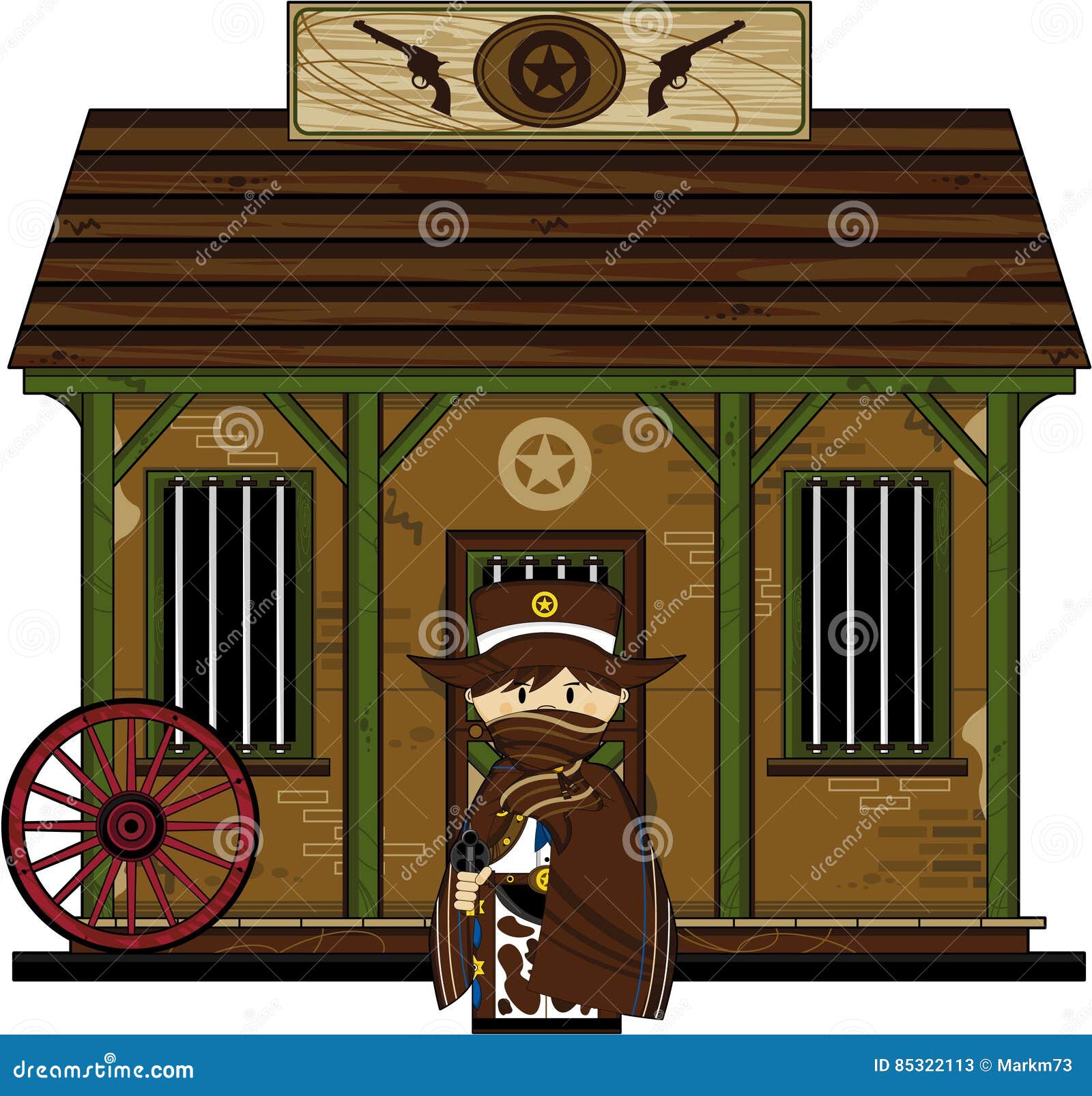 Cute Cowboy Sheriff at Jail Stock Vector - Illustration of poncho, jail