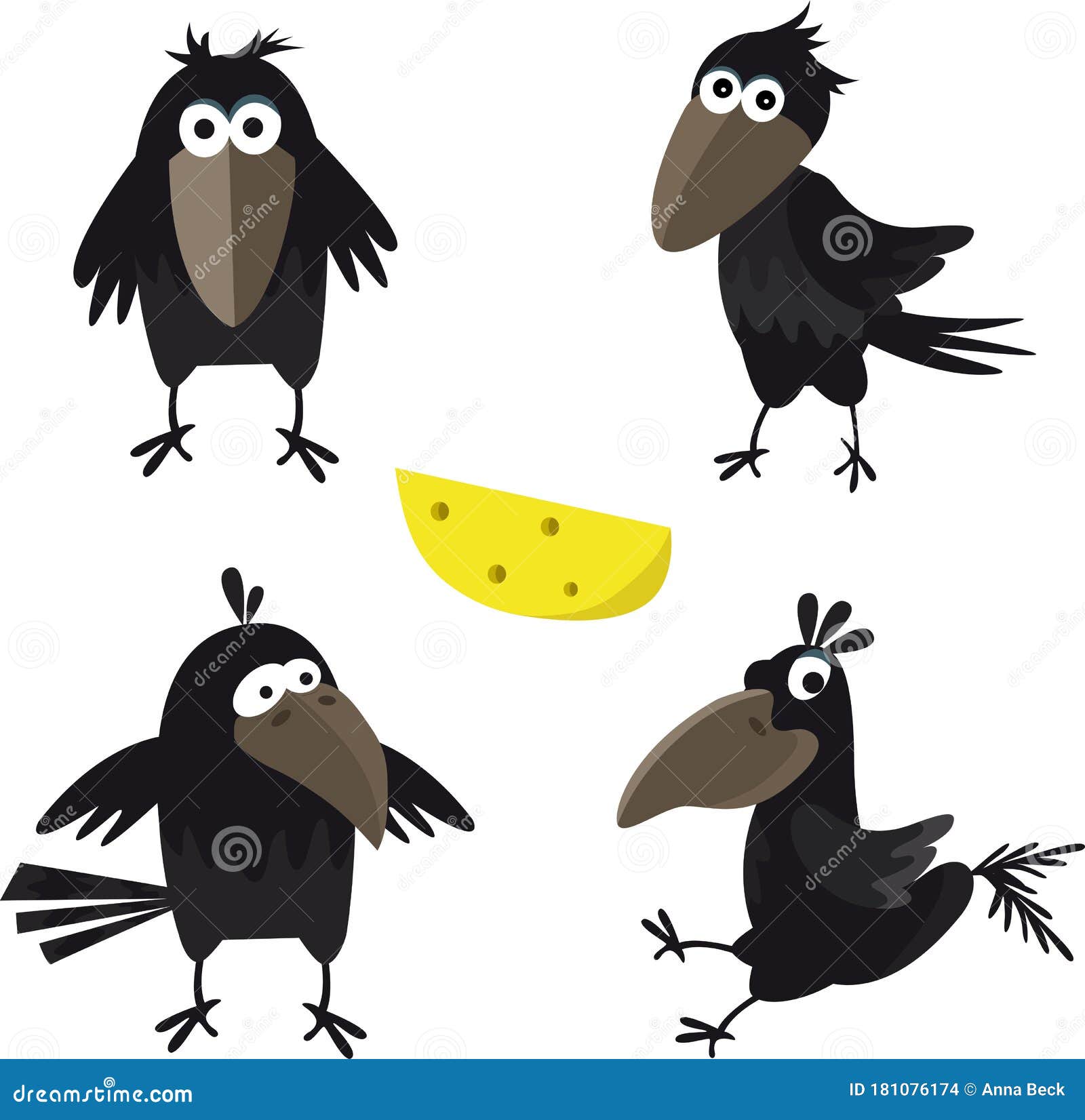 Cute Cartoon Crow Vector Image Stock Vector - Illustration of vector, meal:  181076174