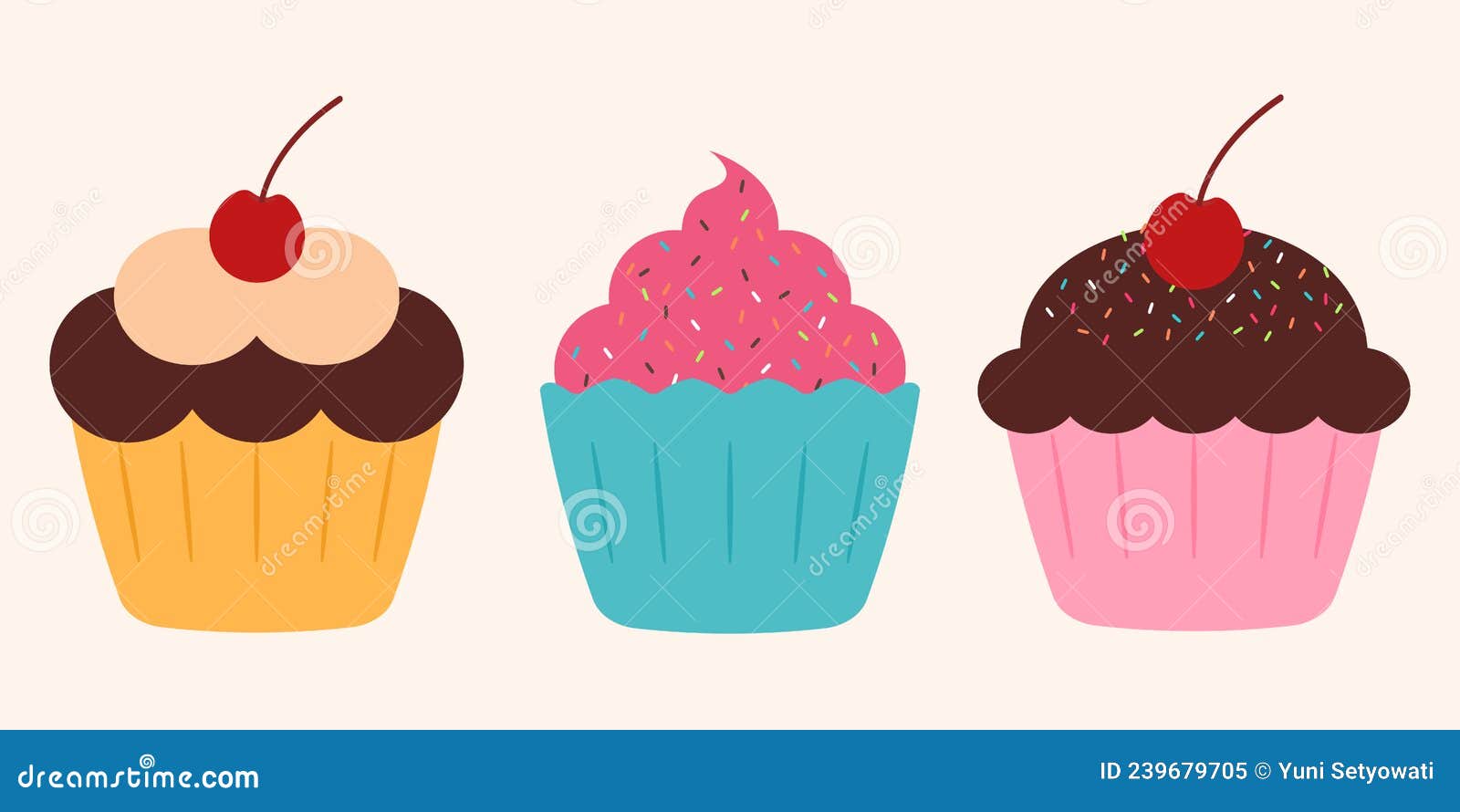 Cute Cupcake Clipart with a Cartoon Animated Cherry Vector Illustration  Design for Sticker and Icon Stock Vector - Illustration of abstract, candy:  239679705