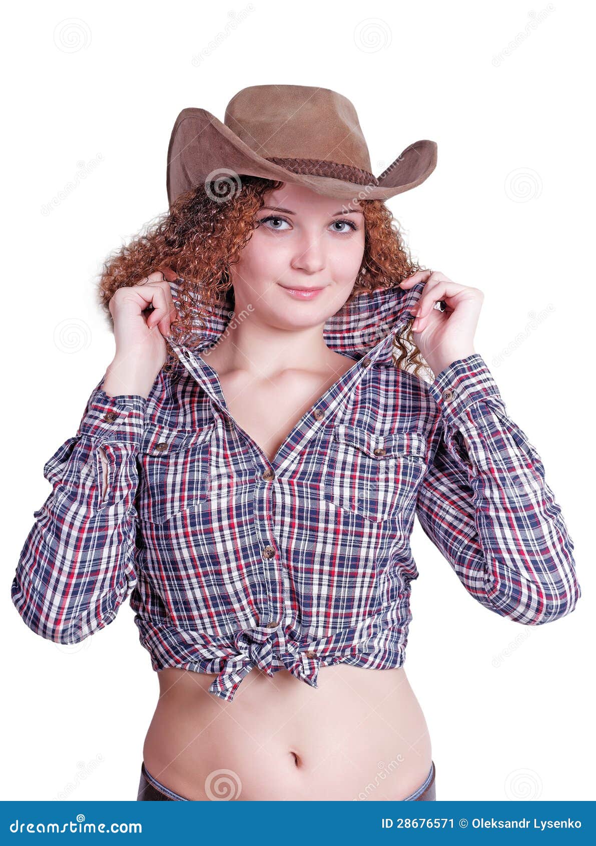 Cute Curly Girl in a Cowboy Hat Stock Image Image of glamour, fashion 28676571