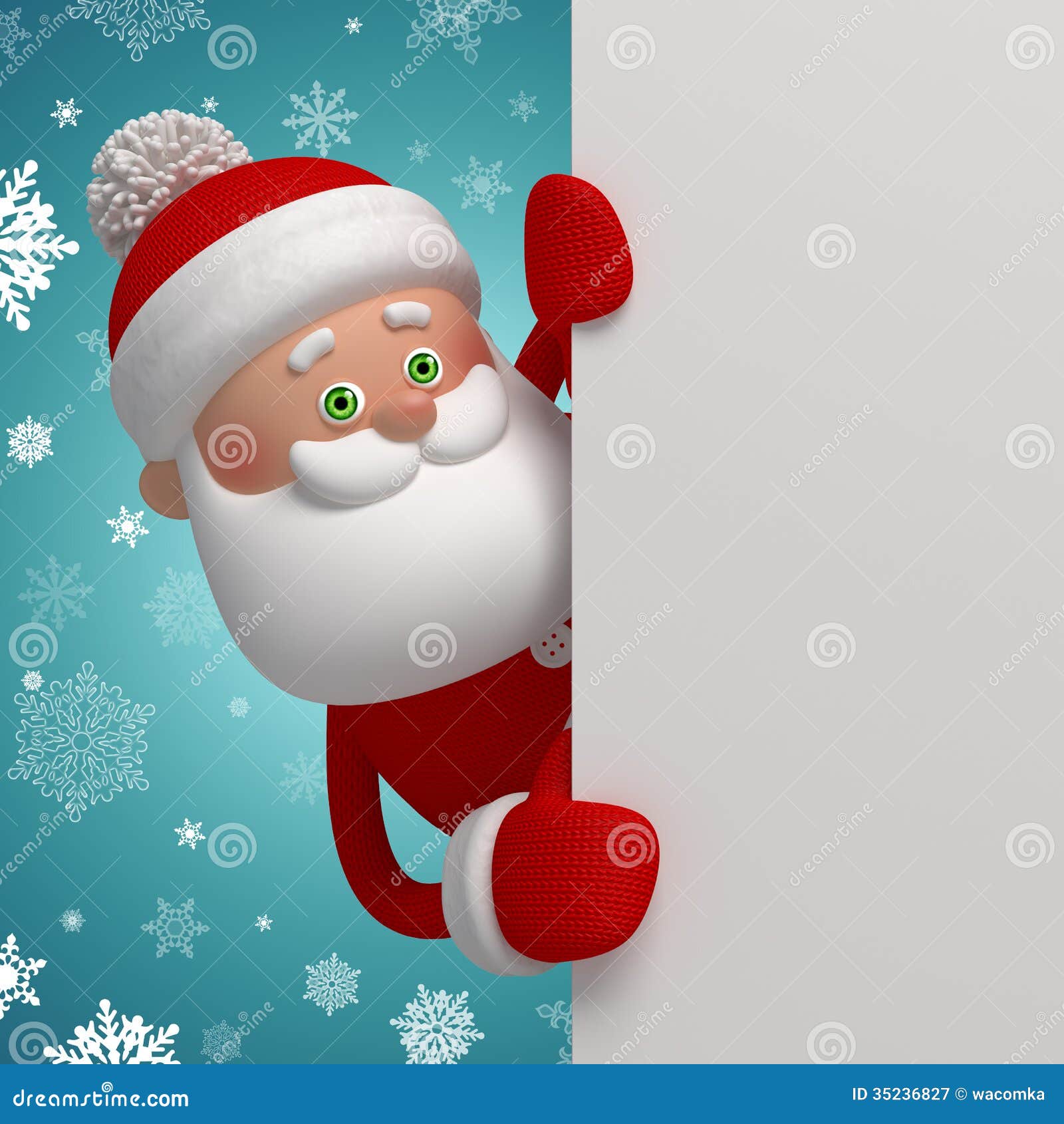 Cute 3d Cartoon Santa Claus Holding Banner Stock 