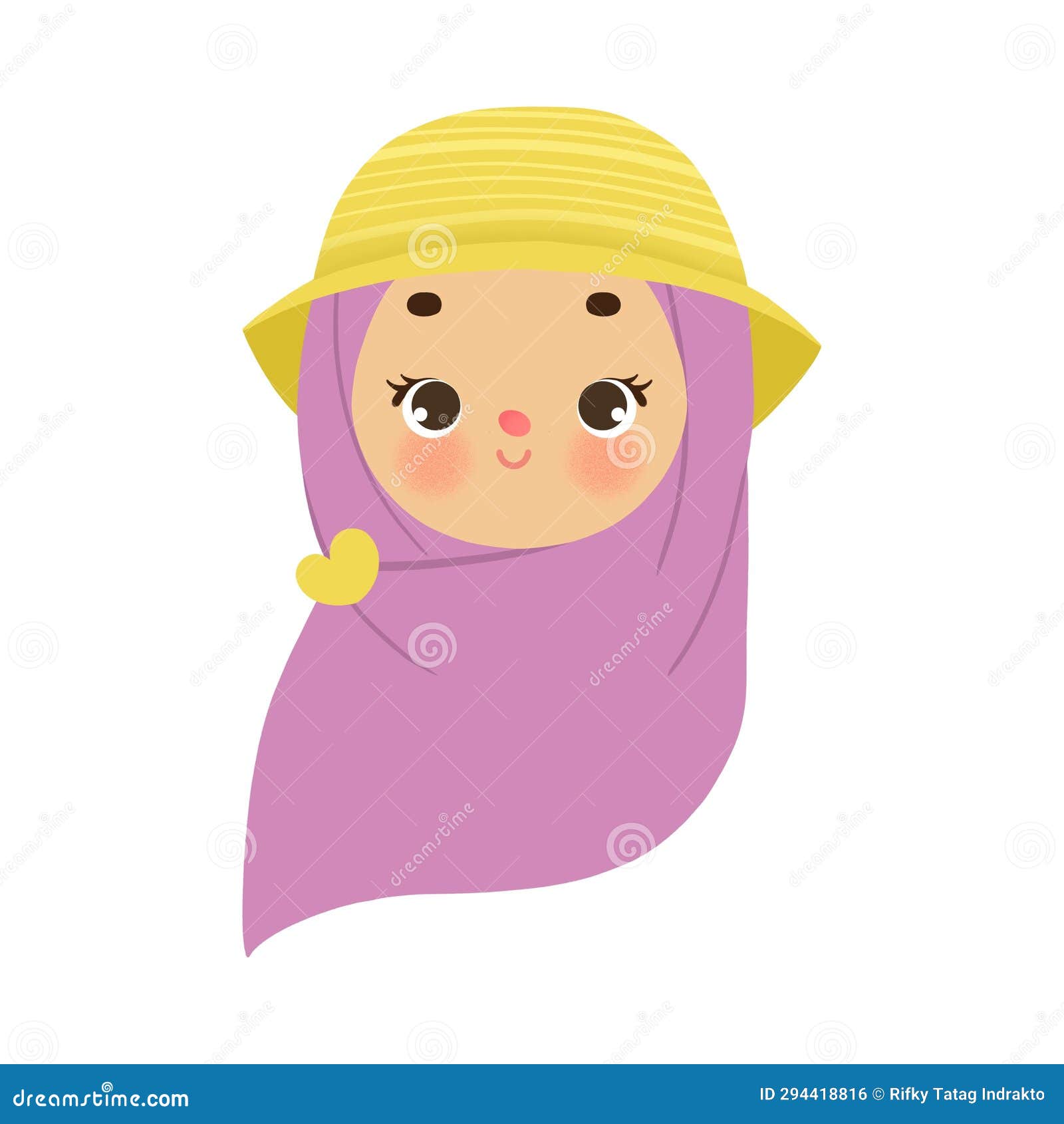 Cute 2D hijab girl stock illustration. Illustration of cute - 294418816