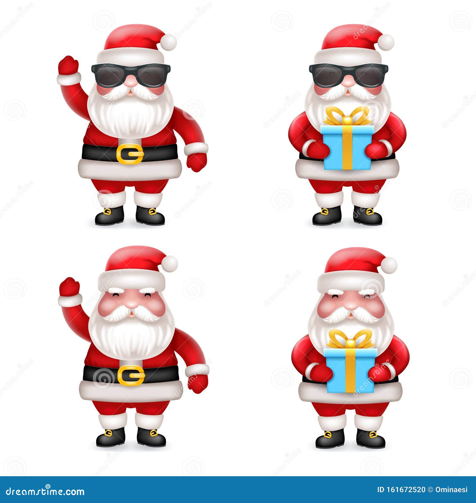 Cute 3d Realistic Cartoon Secret Santa Claus Toy Gift Box Sunglasses  Character Icons Set Isolated Vector Illustration Stock Vector -  Illustration of card, christmas: 161672520