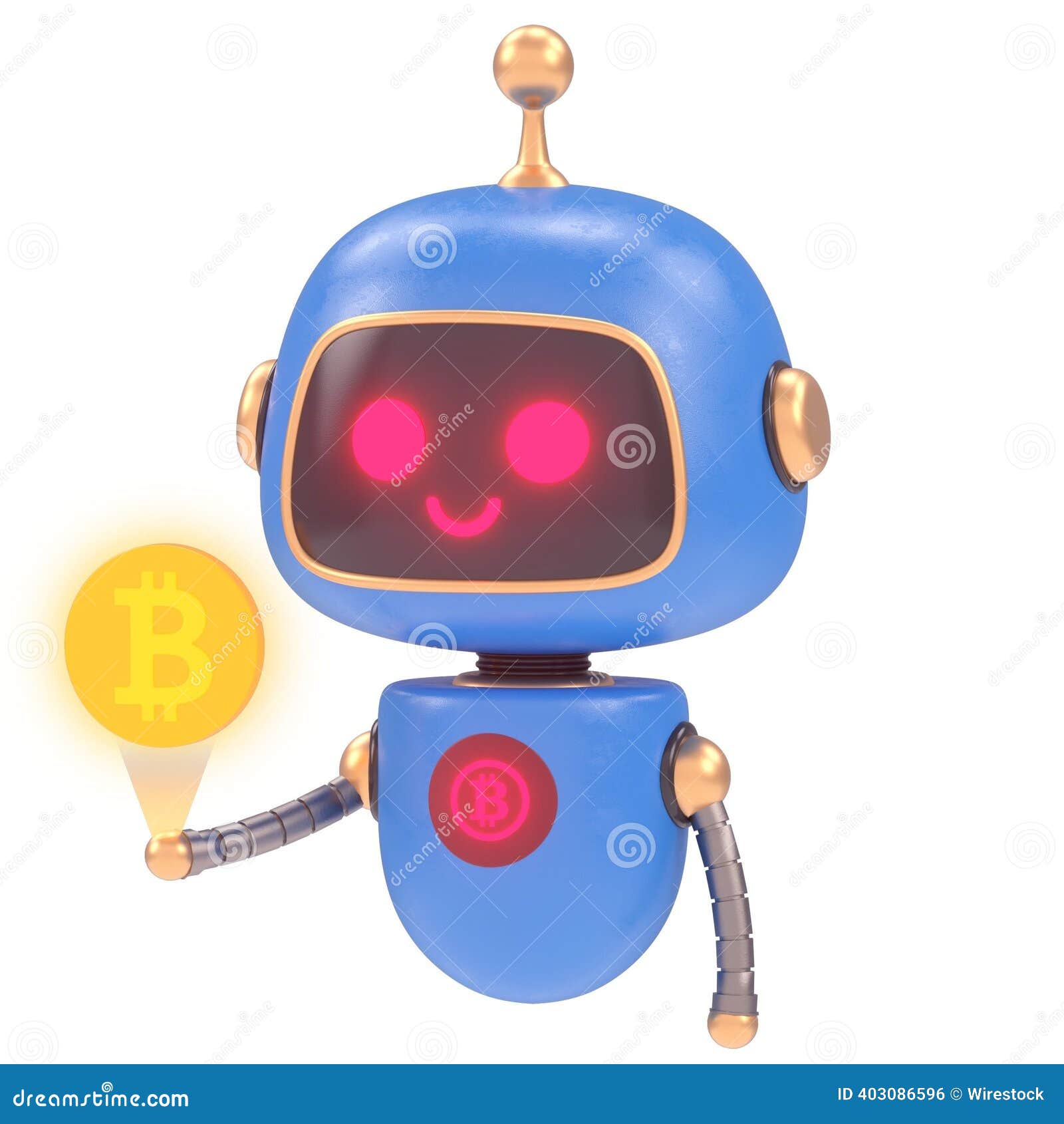 3D Robot with Bitcoin Symbol Stock Illustration - Illustration of concept,  economy: 403086596