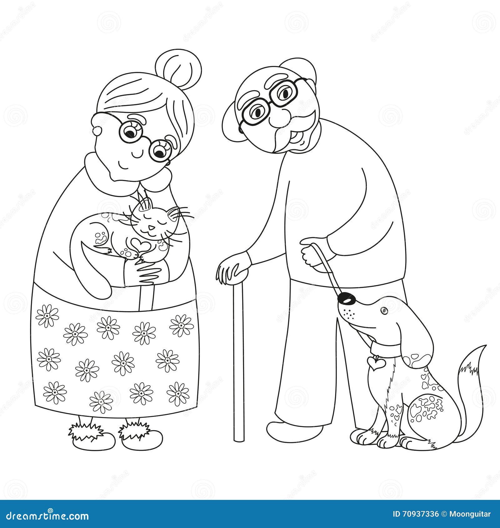 Premium Vector | Grandfather embraced grandmother from behind grandparent  day oneline drawing
