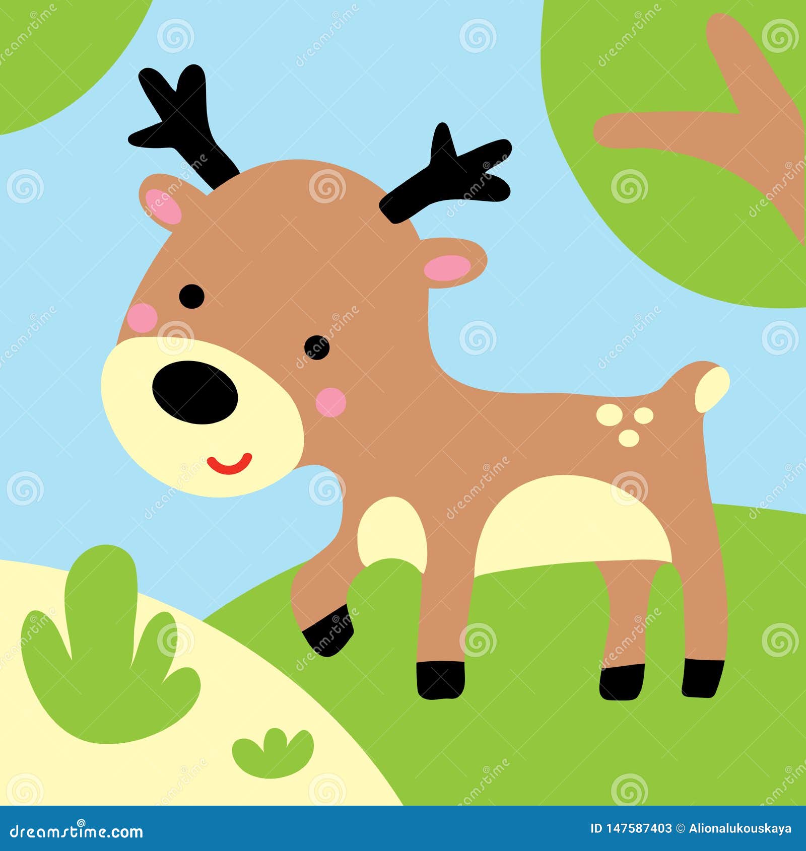 Cute Deer in Forest Child Graphic Illustration Stock Vector - Illustration of design, flat: 147587403 Cute Deer in Forest Child Graphic Illustration Stock Vector - Illustration of design, flat: 147587403