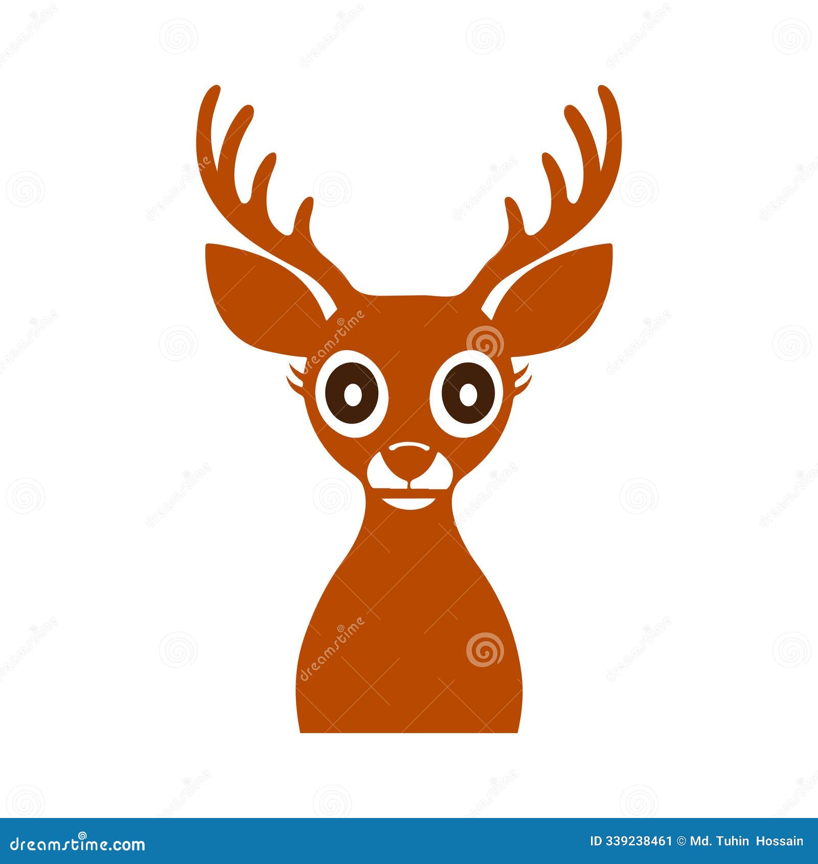 Cute Deer Head Vector Style Isolated on a White Background Stock Vector ...