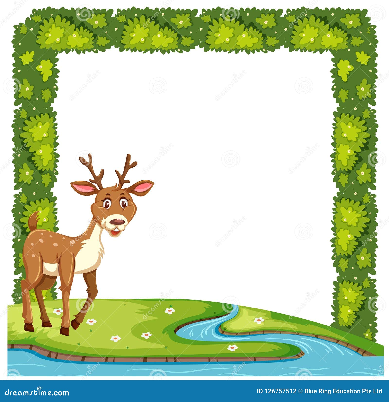 A Cute Deer in Nature Frame Stock Vector Illustration of decoration