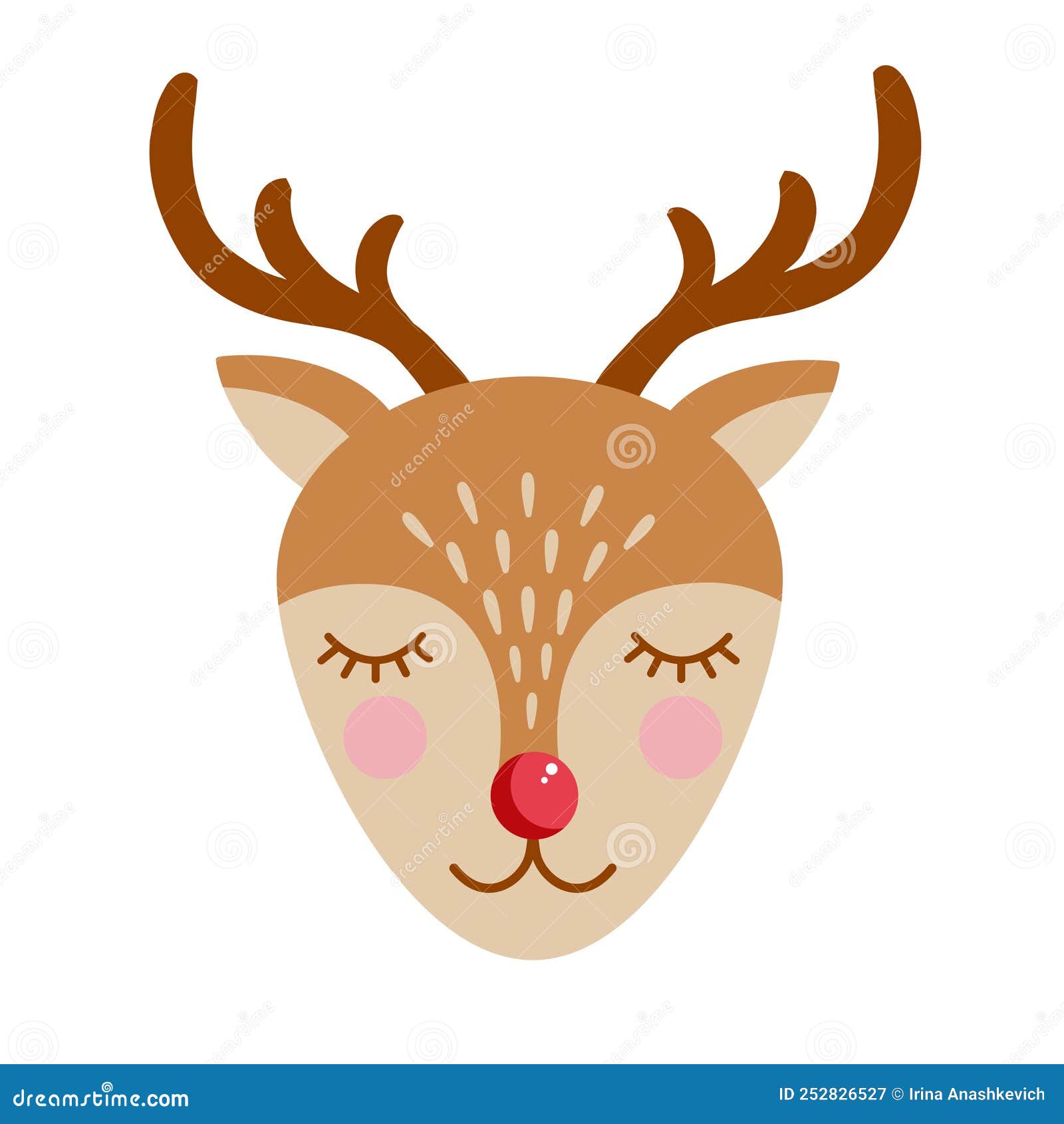 Cute Deer Portrait. Cartoon Vector Illustration of Forest Deer Face ...