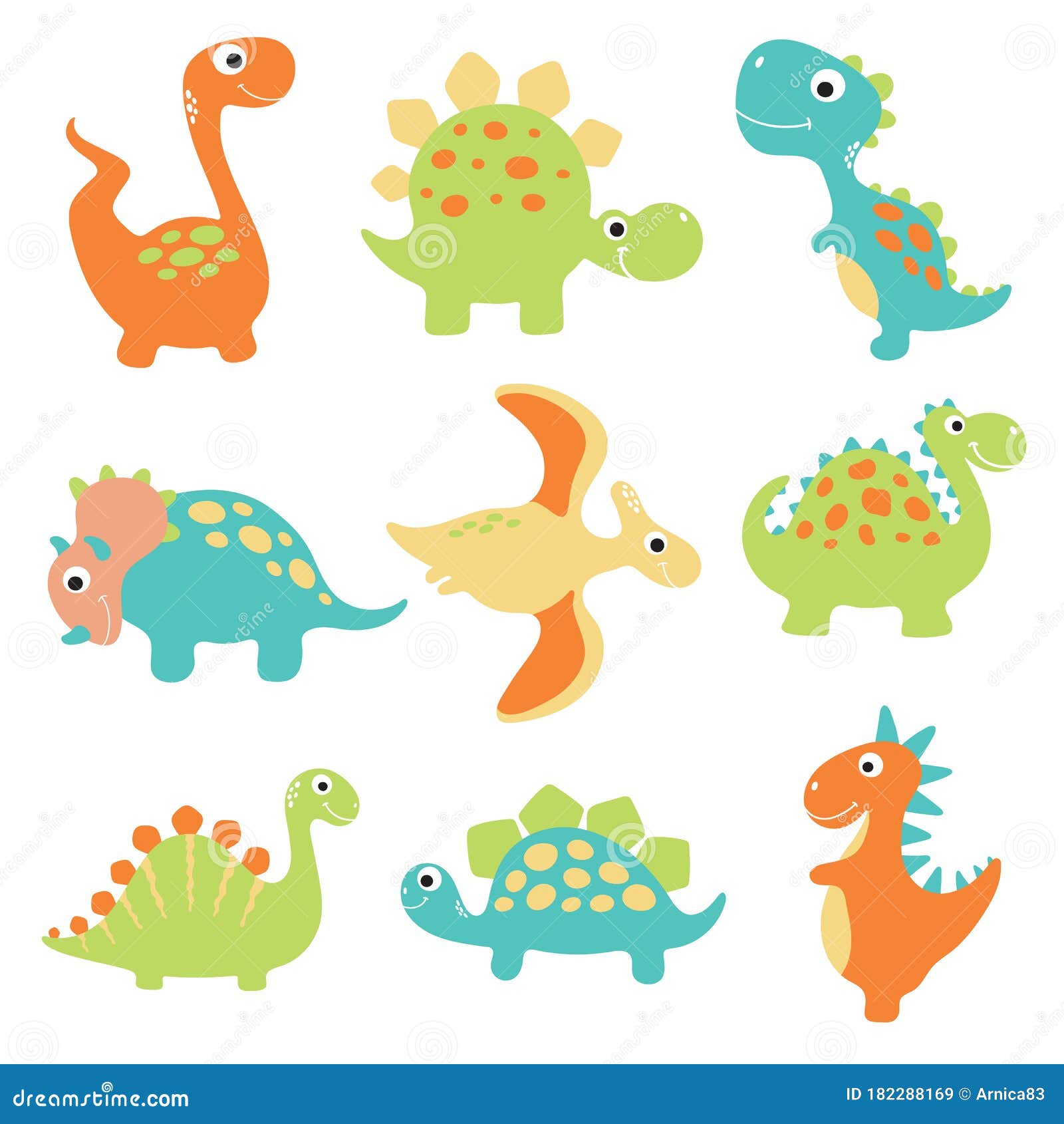 Cute dino illustration stock vector. Illustration of baby - 182288169