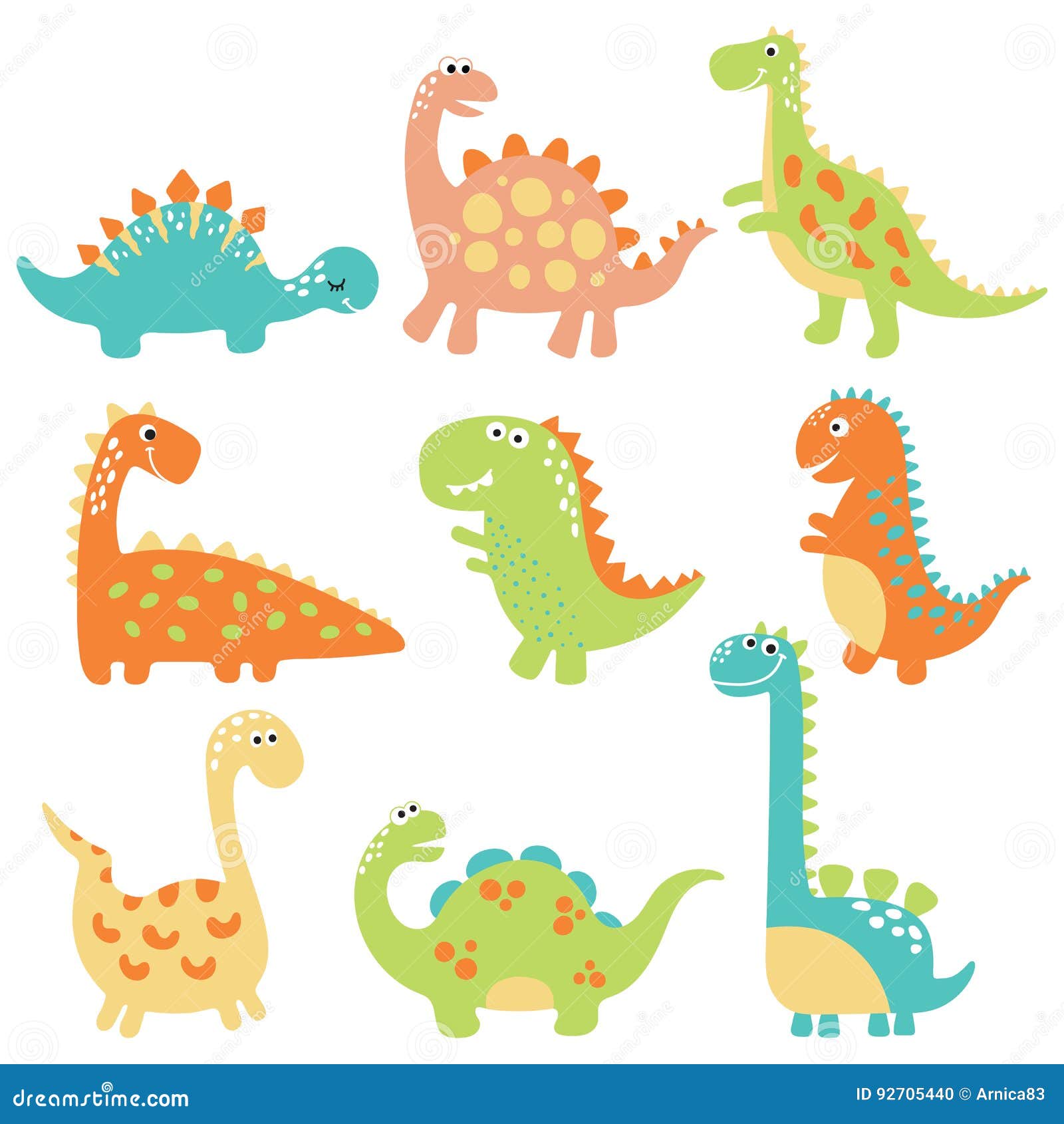 Cute dino illustration stock vector. Illustration of collection - 92705440