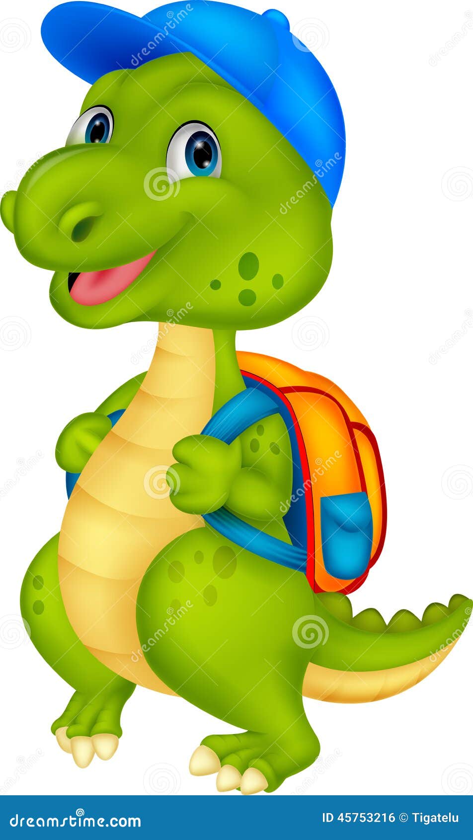 Cute Dinosaur Cartoon With Backpack Stock Vector Image 45753216