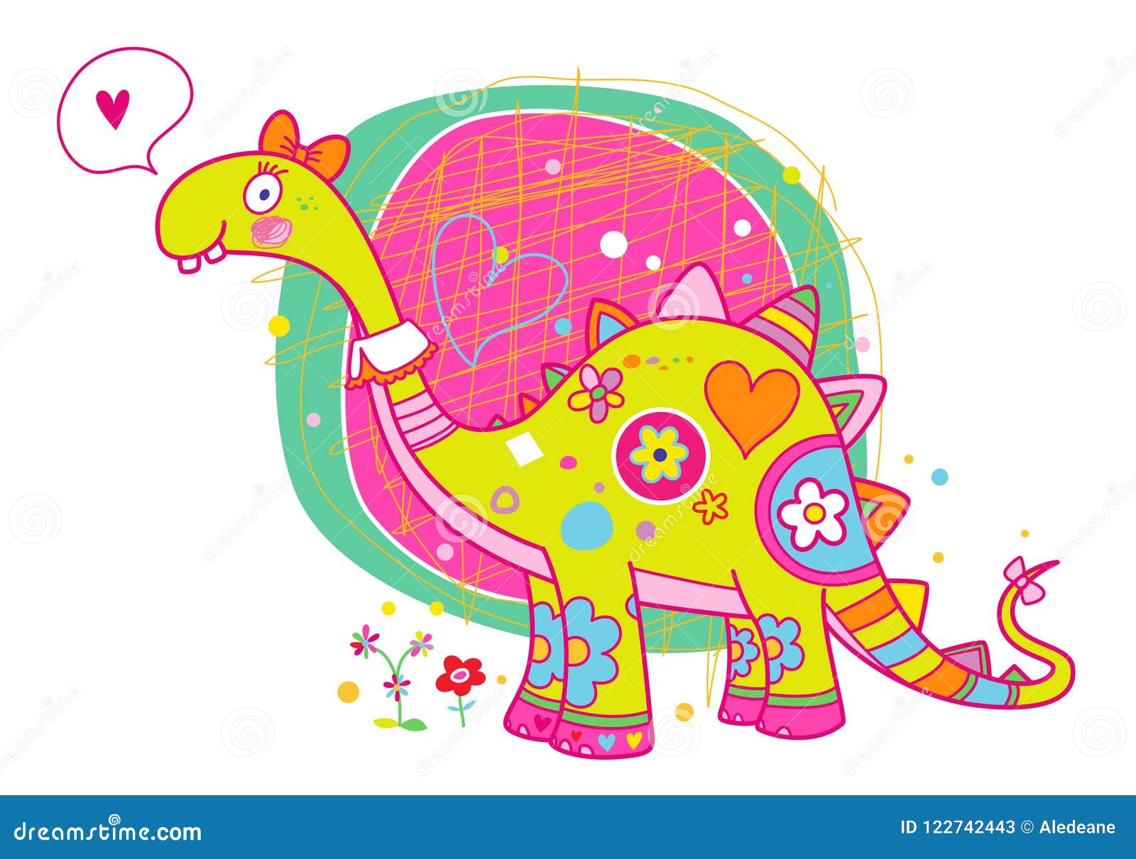 Download Cute Dinosaur Girl stock vector. Illustration of cute - 122742443