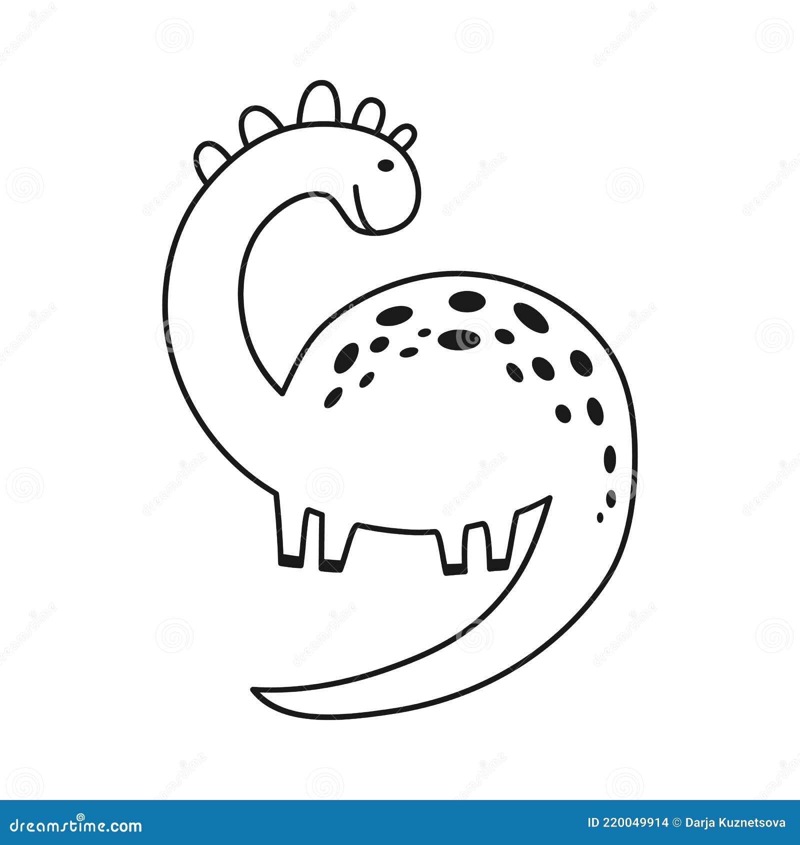 Cute Dinosaur in Outline Sketchy Style. Funny Cartoon Dino Stock Vector -  Illustration of cute, dragon: 220049914
