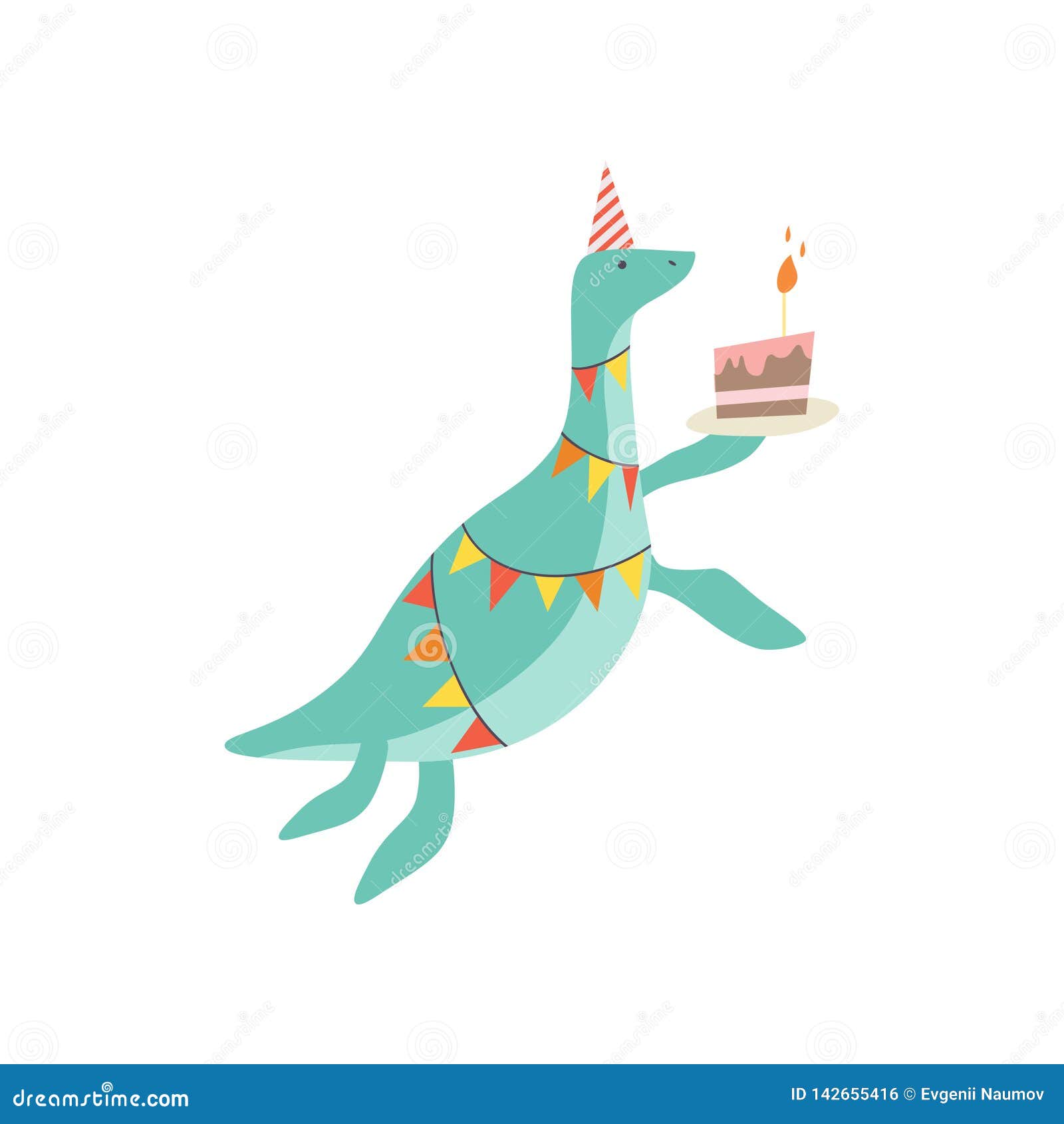 Download Cute Dinosaur In Party Hat With Birthday Cake, Funny ...