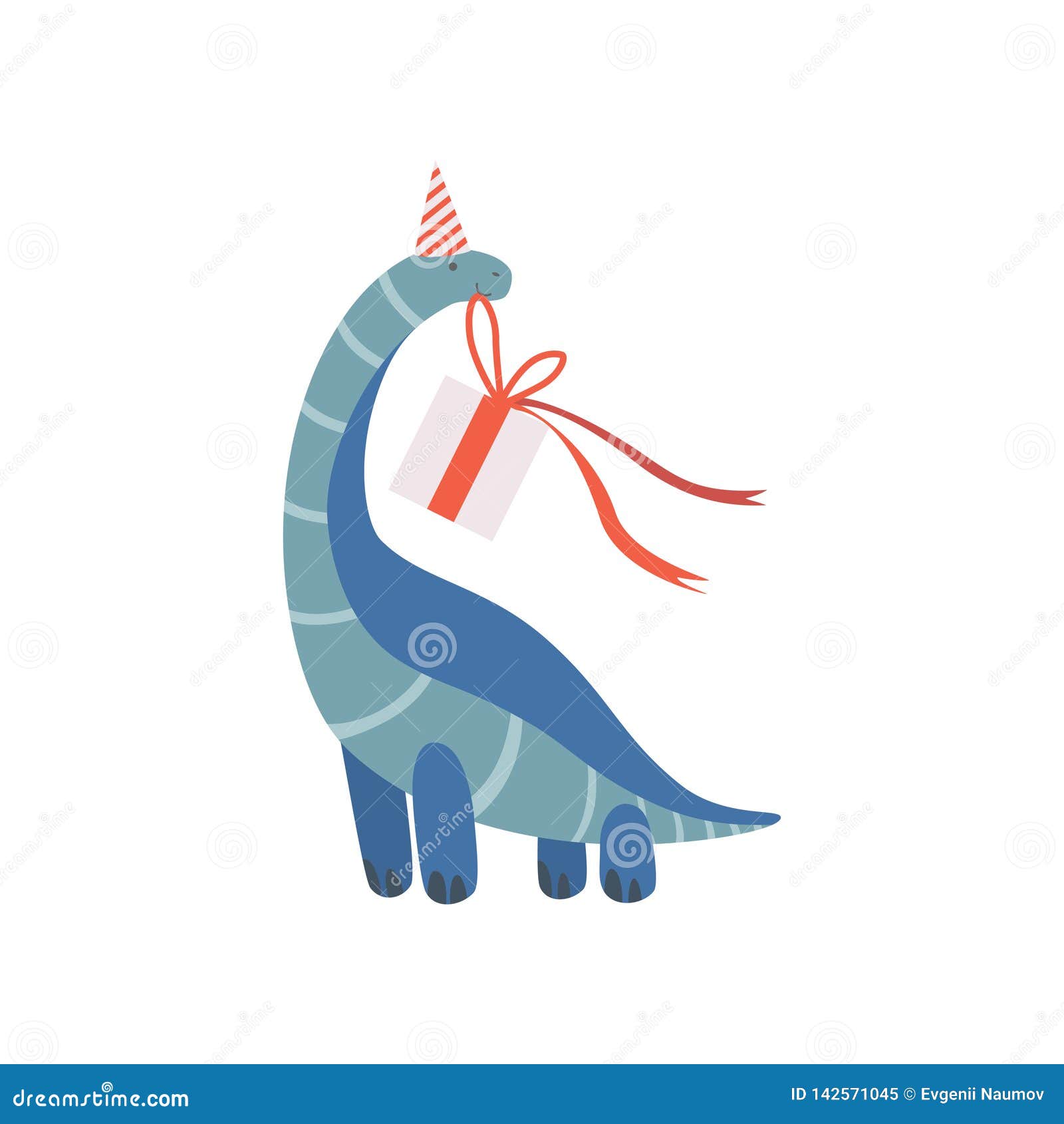Download Cute Dinosaur In Party Hat With Gift Box, Funny Dino ...