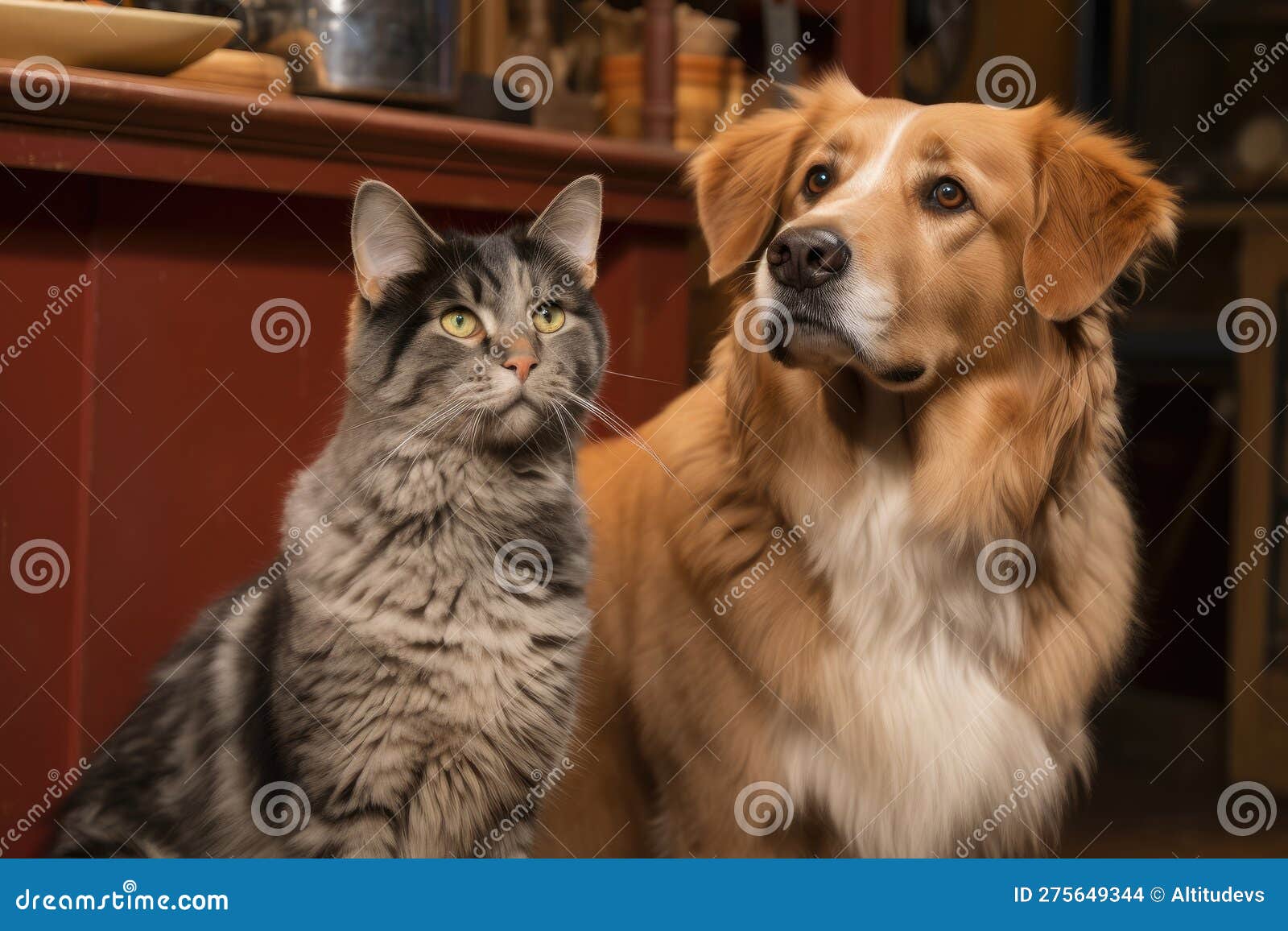 Cute Dog and Cat Duo Saving the Day in a Setting Stock