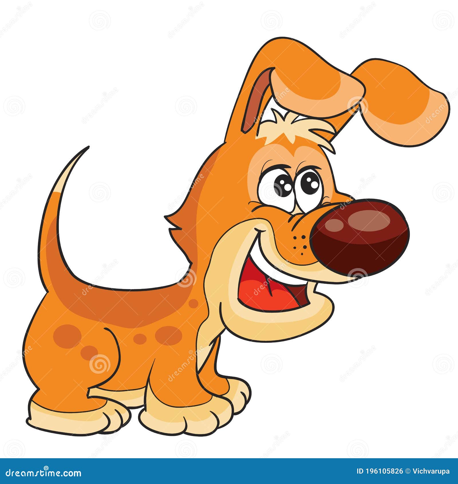 Cute Dog Character With Big Ears In Red Color, Cartoon Illustration ...