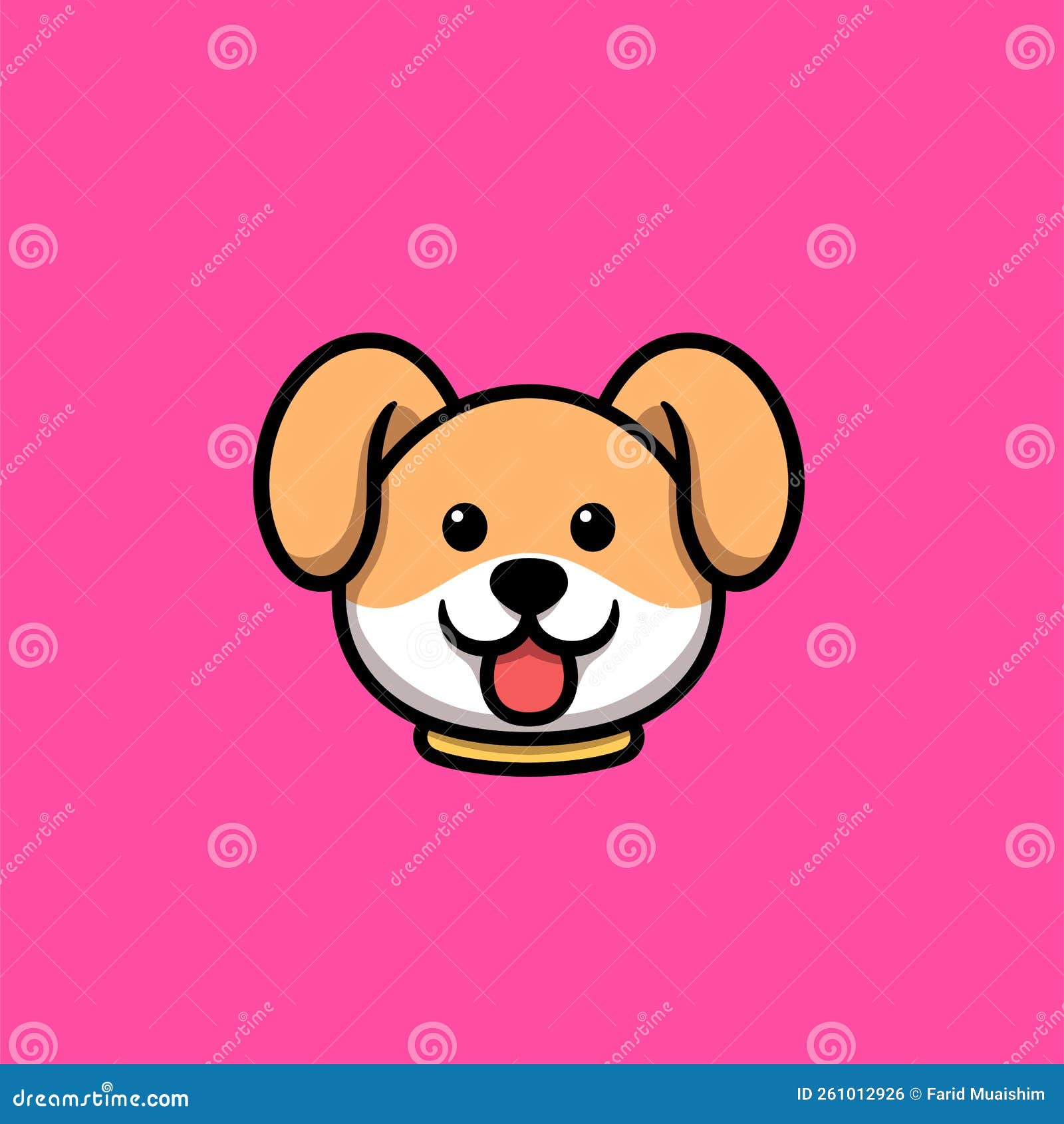 Cute Dog Head Cartoon stock vector. Illustration of breed - 261012926
