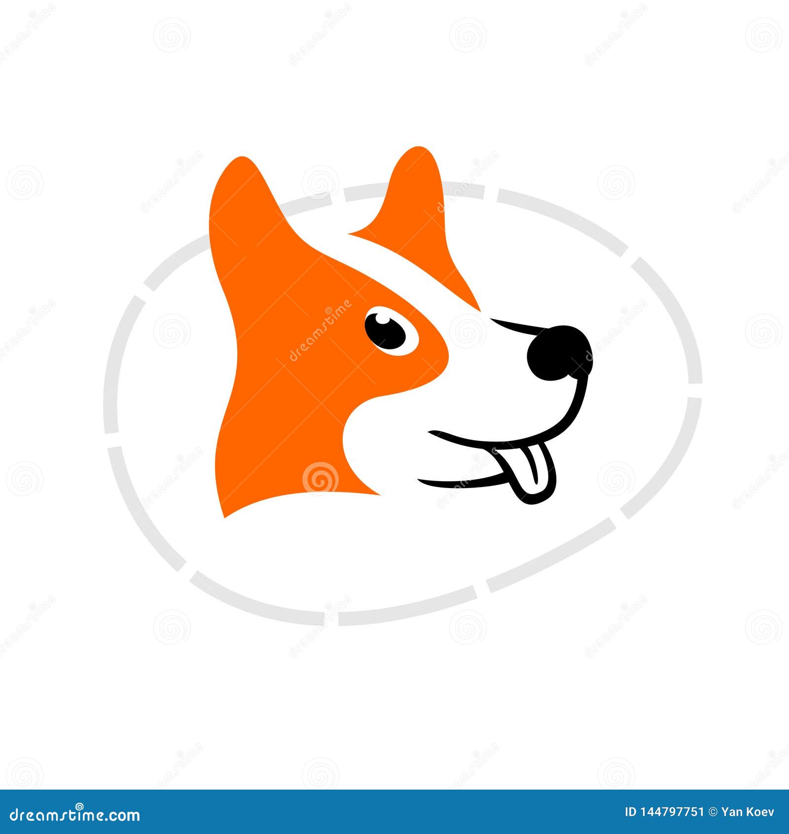 cute dog head logo. fun smiling dog 