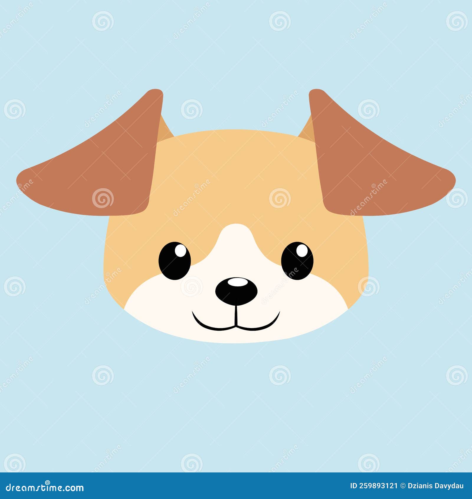 Cute Dog Head Vector Illustration in Flat Style Stock Vector